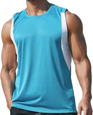 Mens Workout Muscle Tanks Gym Vest Fitness Jogging Sports Mesh Cool Tank Tops Quick-Dry T52T53