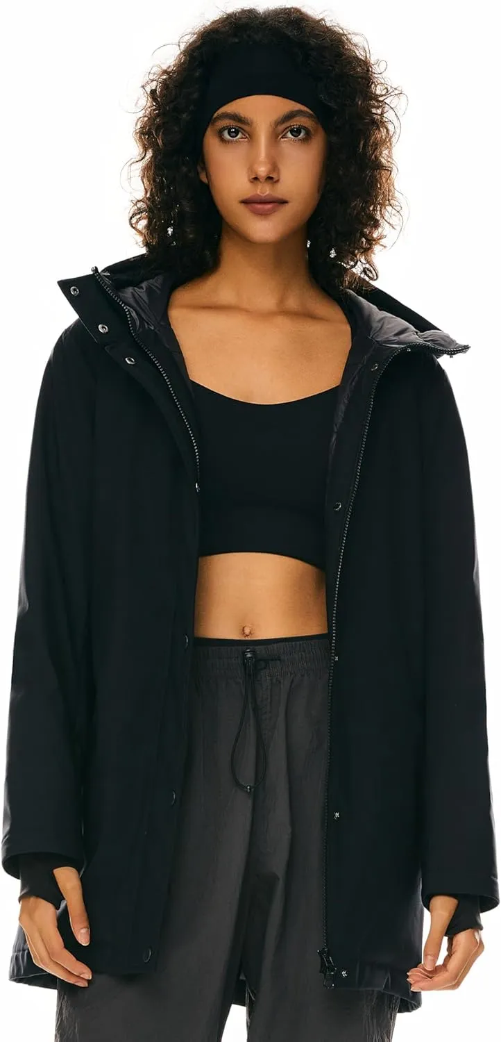 Orolay Women's Hooded Winter Puffer Jacket Long Down Parka Full Zip Lightweight Warm Outdoor Coat with Pockets