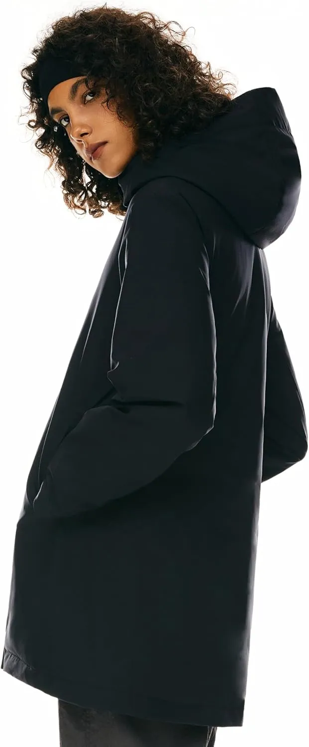 Orolay Women's Hooded Winter Puffer Jacket Long Down Parka Full Zip Lightweight Warm Outdoor Coat with Pockets
