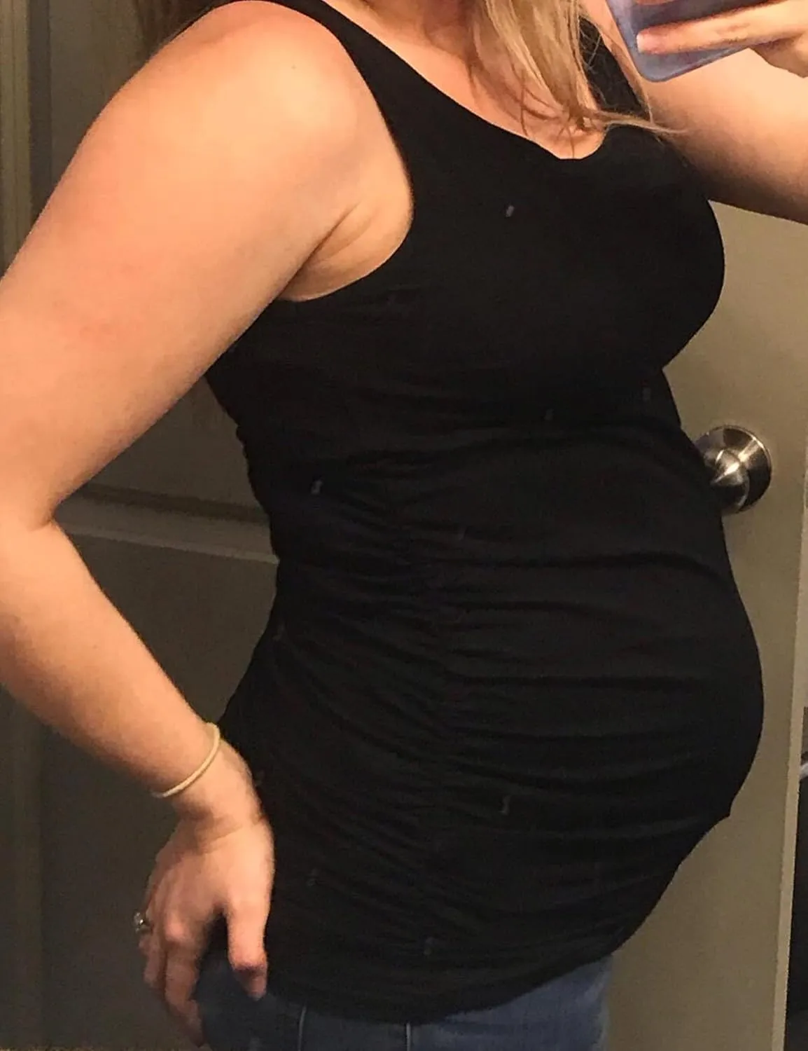 Peauty "Long Enough to Cover Hip Maternity Side Ruch Tank Tops/Basic Maternity Tops for Summer Casual Wear (S-3XL)