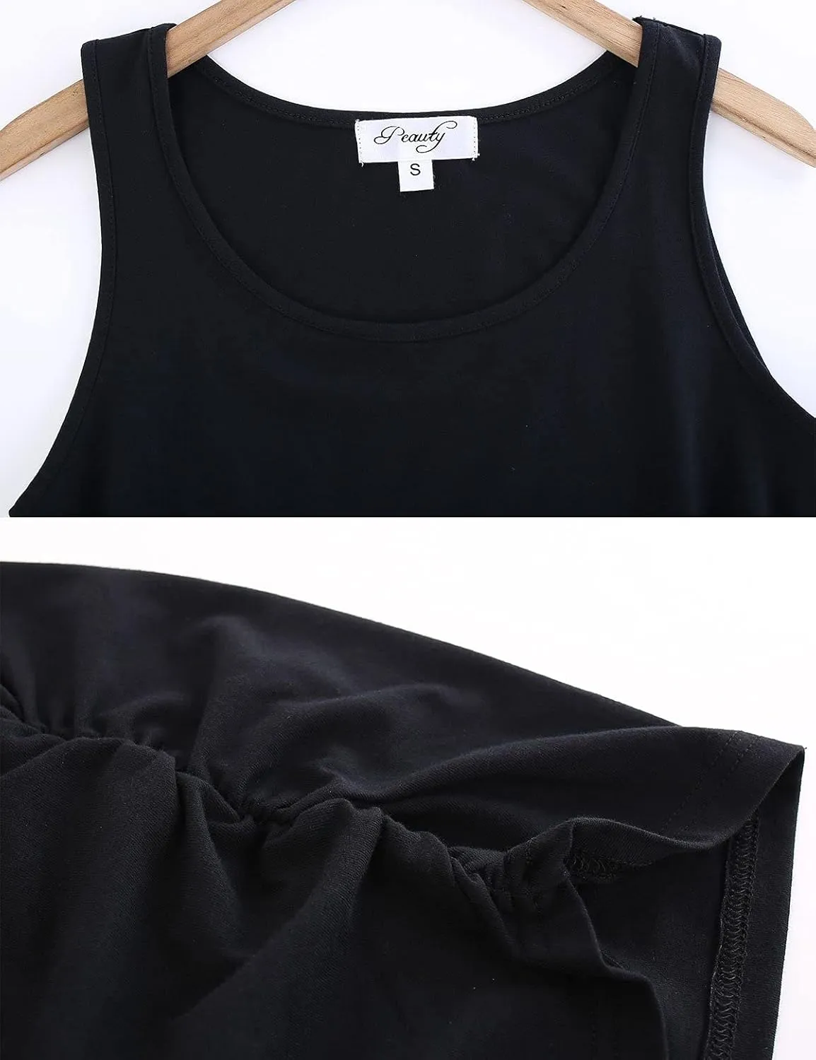 Peauty "Long Enough to Cover Hip Maternity Side Ruch Tank Tops/Basic Maternity Tops for Summer Casual Wear (S-3XL)