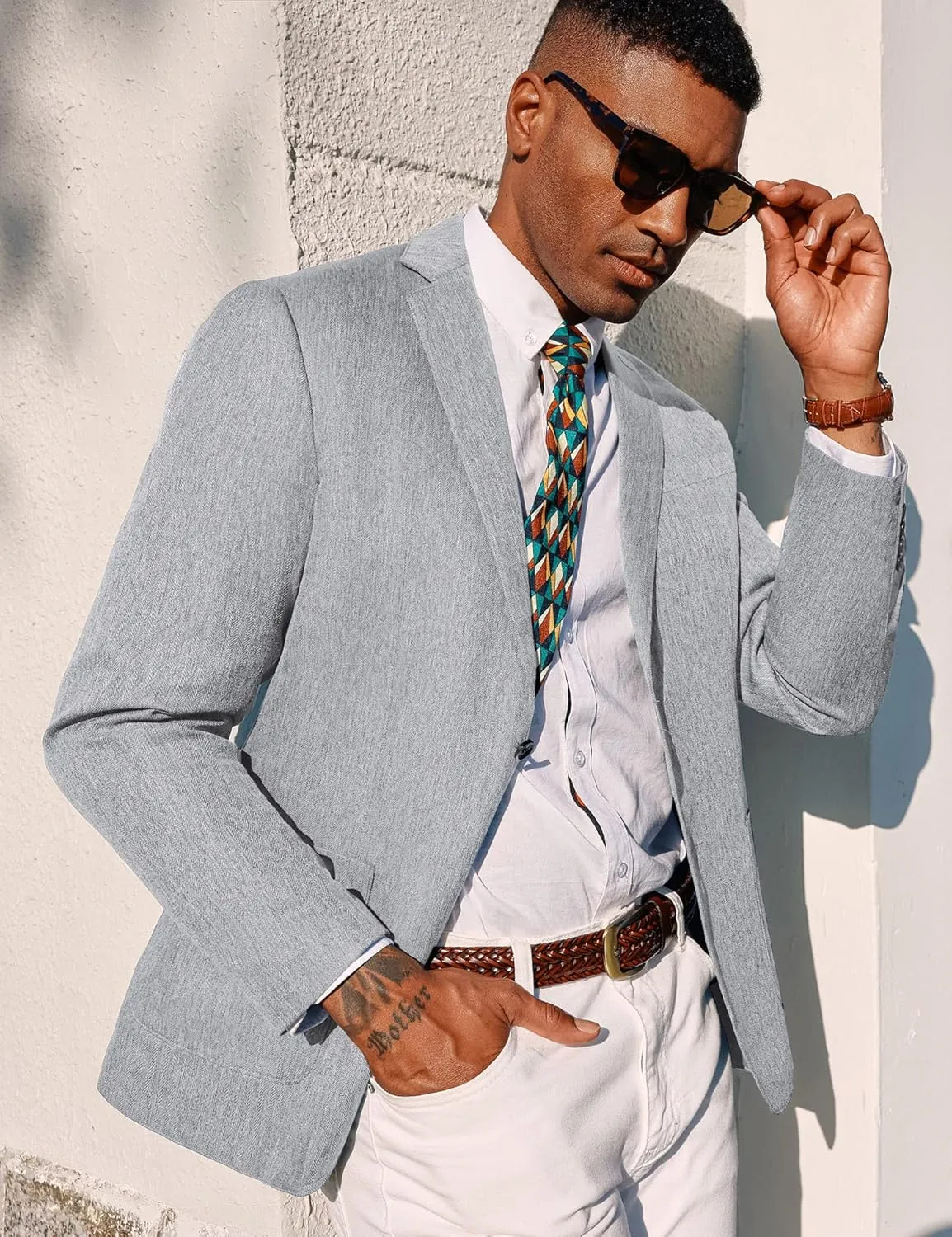 PJ PAUL JONES Mens Blazer Casual Sport Coats Regular Fit Two Button Suit Jacket Lightweight Sports Jacket