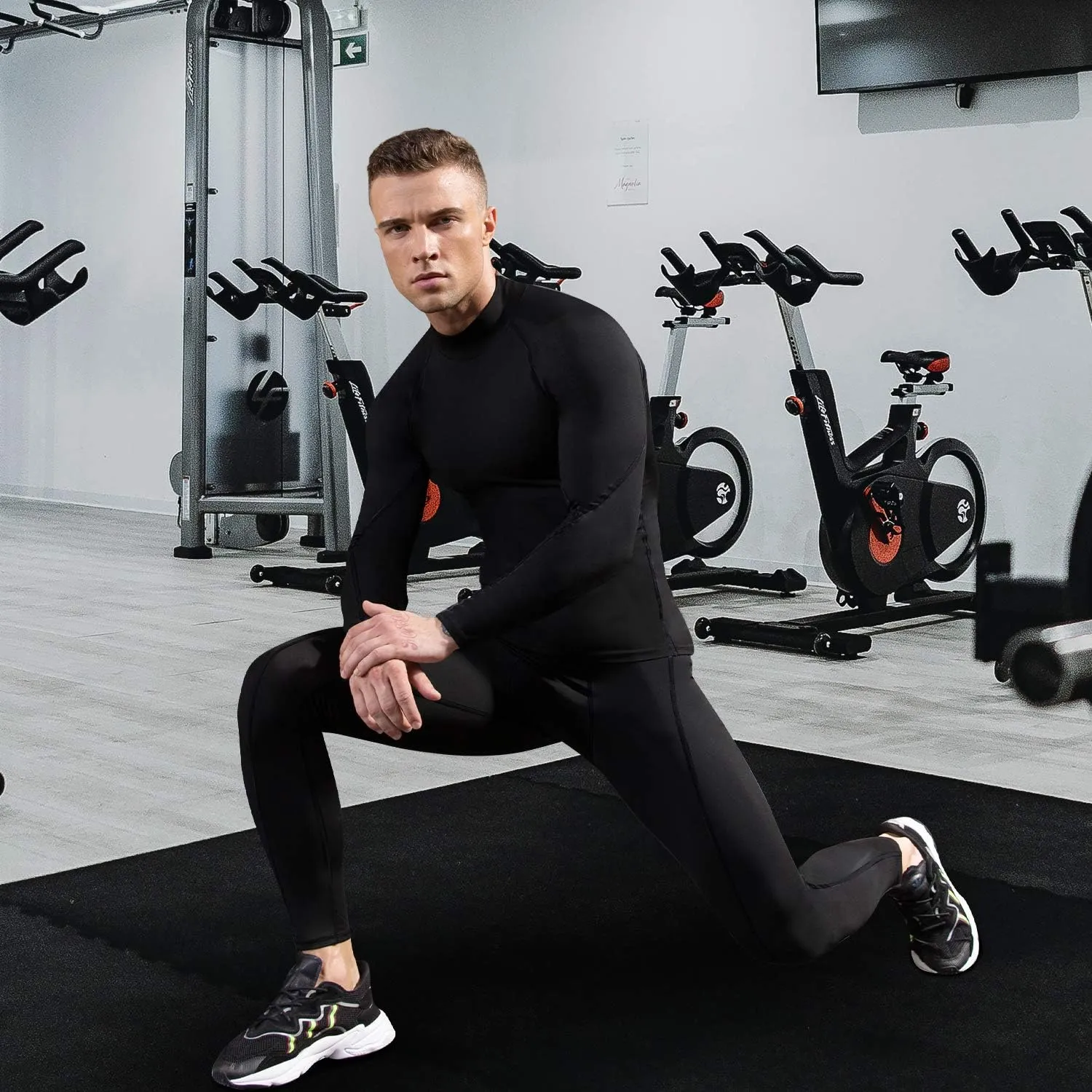 SPVISE 1 or 2 Pack Men's Compression Shirts Long Sleeve Athletic Workout T-Shirts Cool Dry Undershirts Turtle Neck Gym Tops