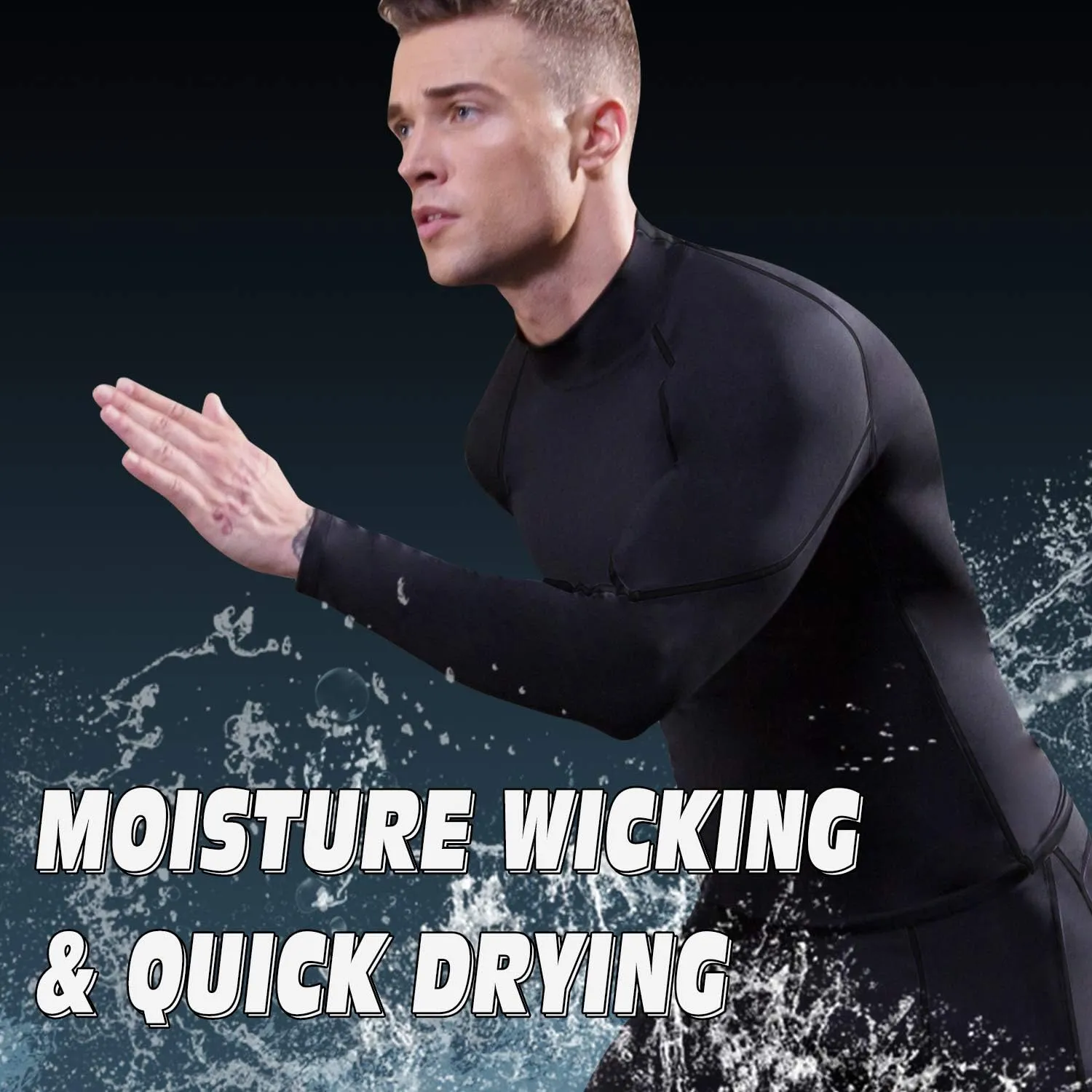 SPVISE 1 or 2 Pack Men's Compression Shirts Long Sleeve Athletic Workout T-Shirts Cool Dry Undershirts Turtle Neck Gym Tops