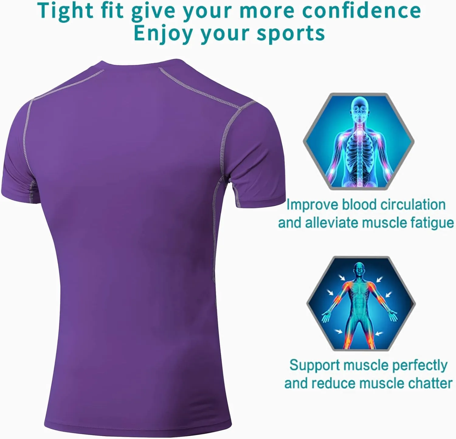 SPVISE 1 or 2 Pack Men's Compression Shirts Short Sleeve Athletic Workout T-Shirt Running Tops Cool Dry Active Gym Undershirt