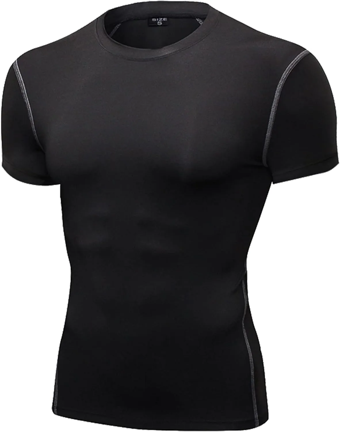 SPVISE 1 or 2 Pack Men's Compression Shirts Short Sleeve Athletic Workout T-Shirt Running Tops Cool Dry Active Gym Undershirt