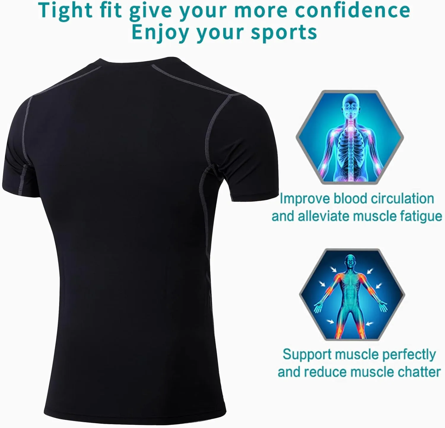 SPVISE 1 or 2 Pack Men's Compression Shirts Short Sleeve Athletic Workout T-Shirt Running Tops Cool Dry Active Gym Undershirt