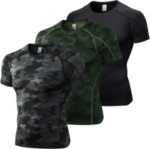SPVISE Men's Compression Shirts Short Sleeve Workout Gym T-Shirt Running Tops Cool Dry Sports Base Layer Athletic Undershirts