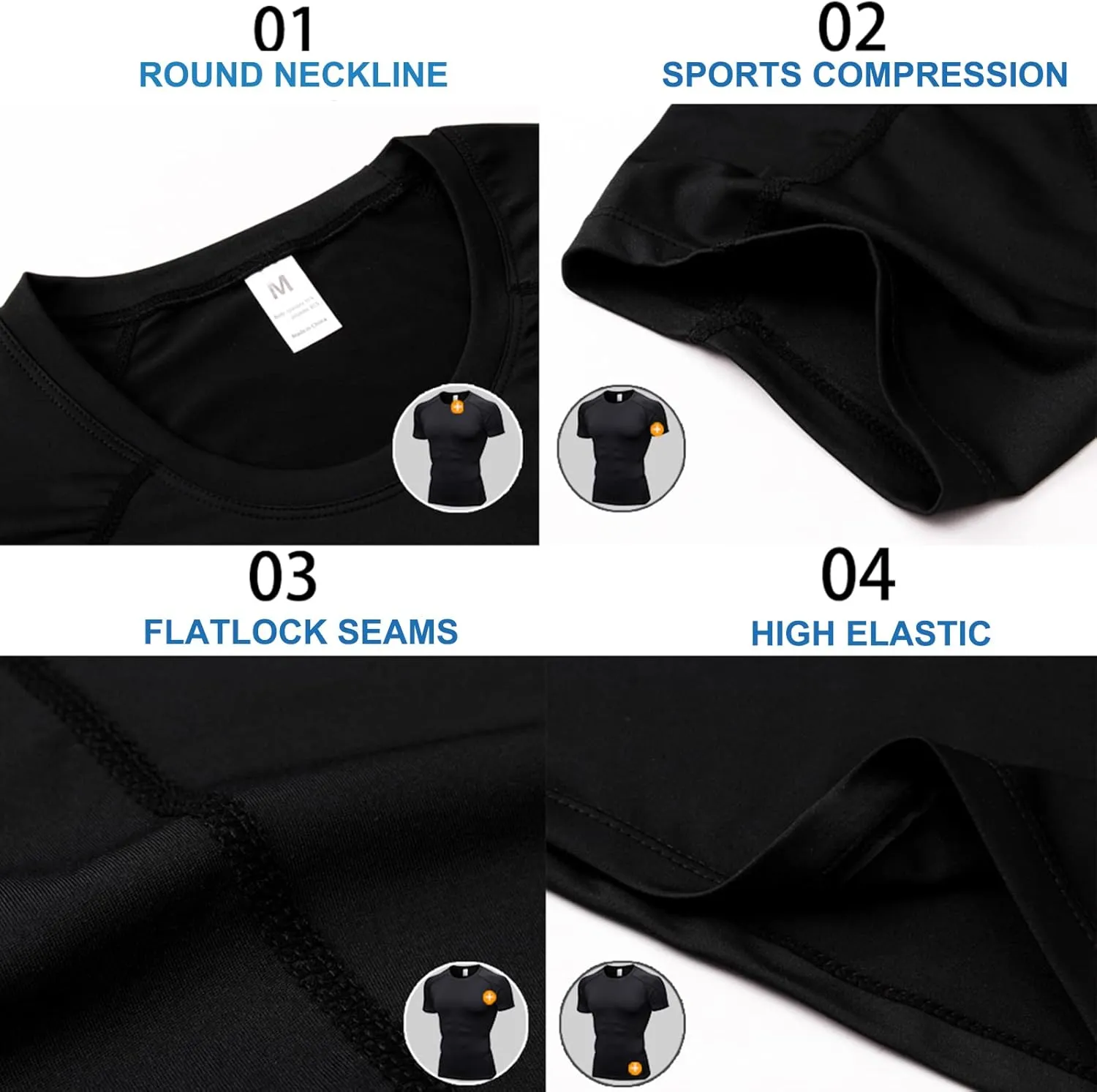 SPVISE Men's Compression Shirts Short Sleeve Workout Gym T-Shirt Running Tops Cool Dry Sports Base Layer Athletic Undershirts