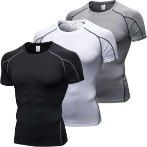 SPVISE Men's Compression Shirts Short Sleeve Workout Gym T-Shirt Running Tops Cool Dry Sports Base Layer Athletic Undershirts