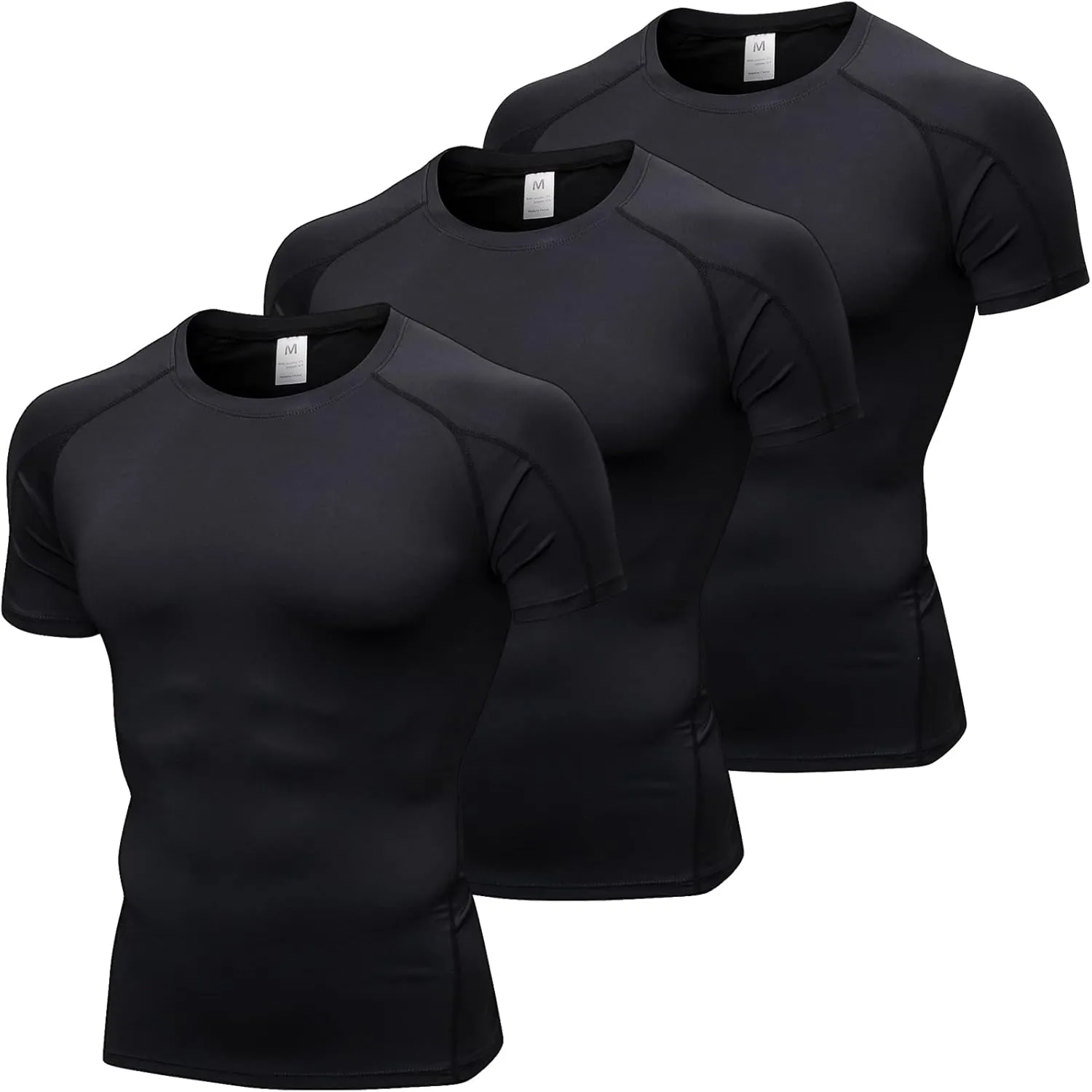 SPVISE Men's Compression Shirts Short Sleeve Workout Gym T-Shirt Running Tops Cool Dry Sports Base Layer Athletic Undershirts
