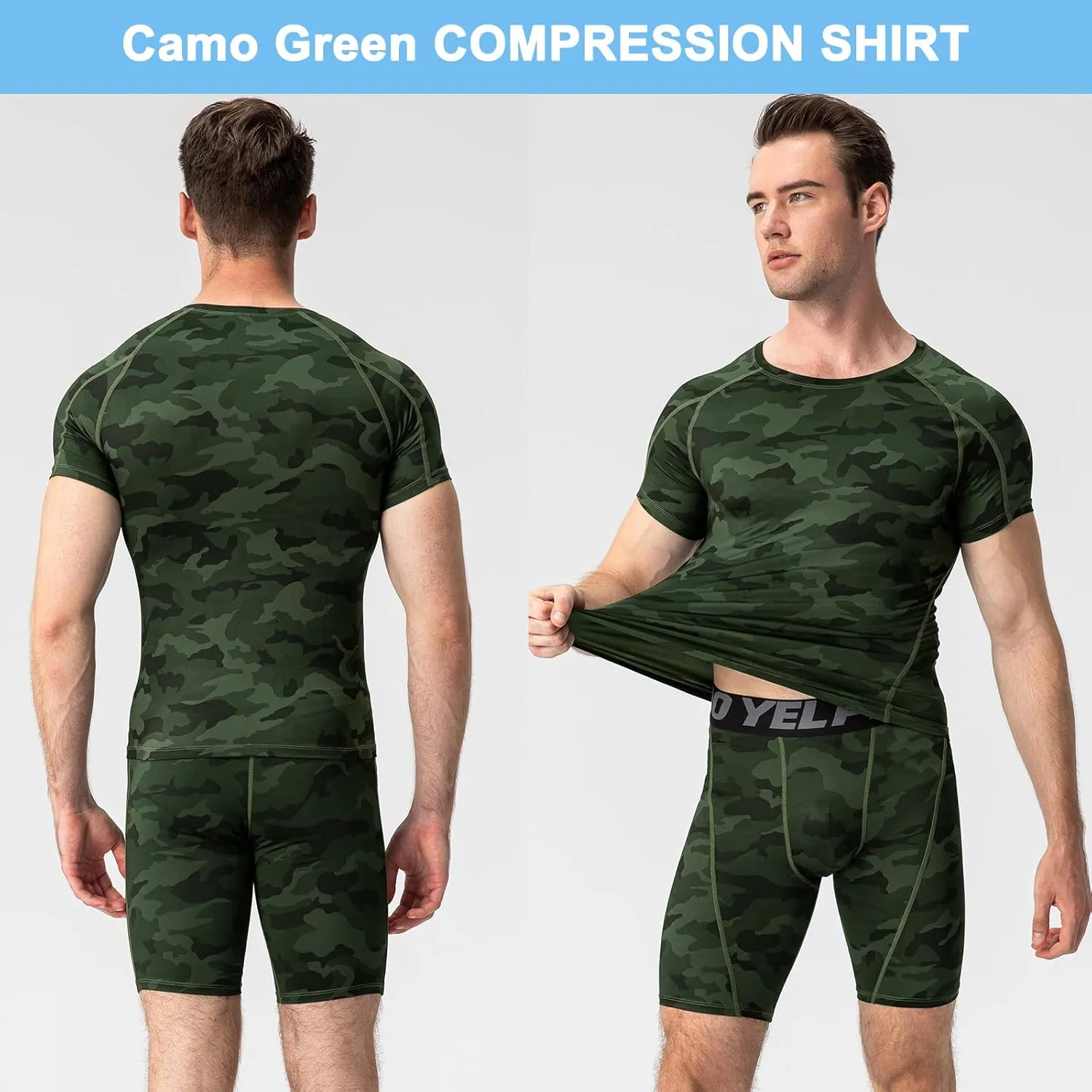 SPVISE Men's Compression Shirts Short Sleeve Workout Gym T-Shirt Running Tops Cool Dry Sports Base Layer Athletic Undershirts