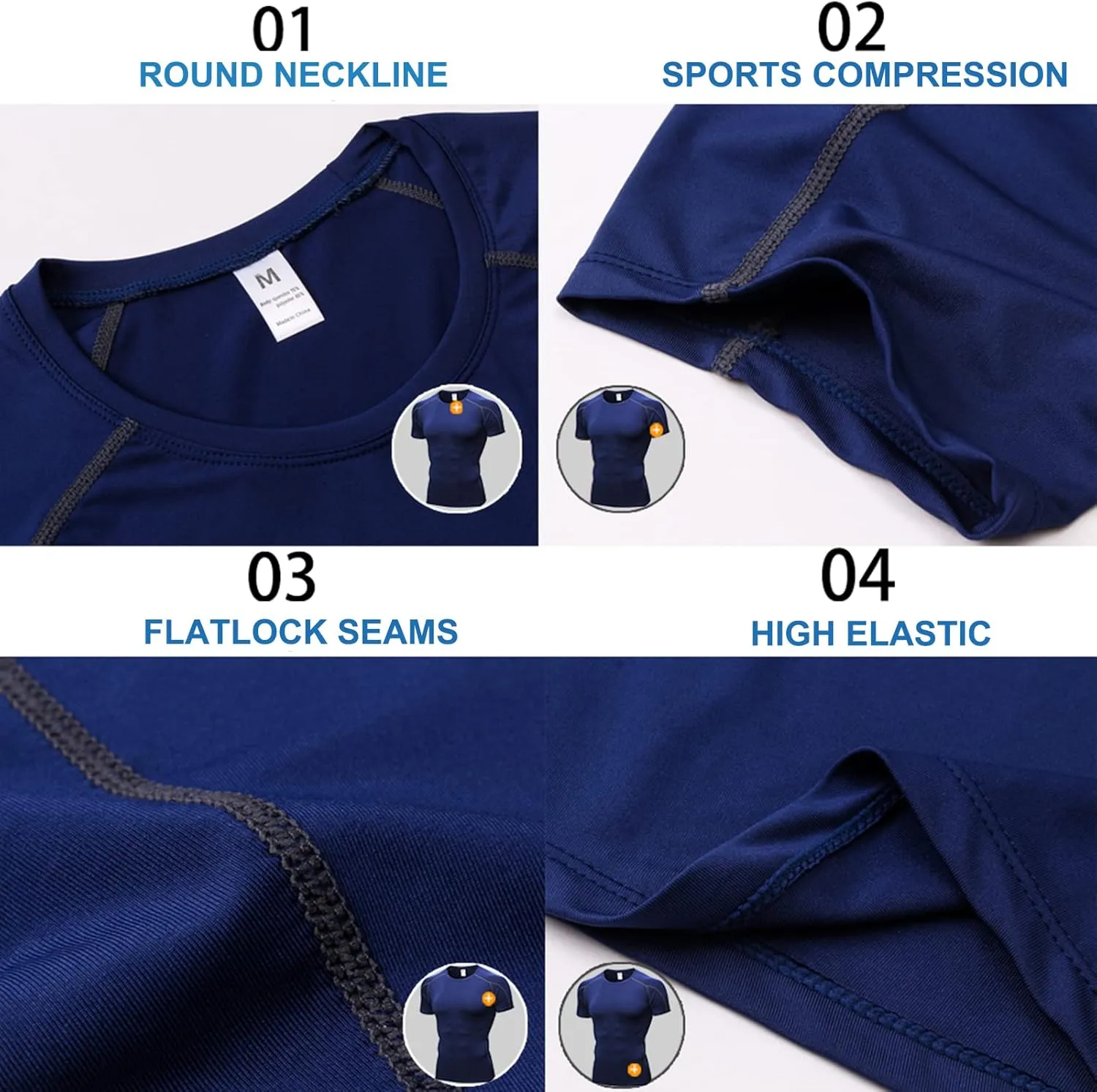 SPVISE Men's Compression Shirts Short Sleeve Workout Gym T-Shirt Running Tops Cool Dry Sports Base Layer Athletic Undershirts