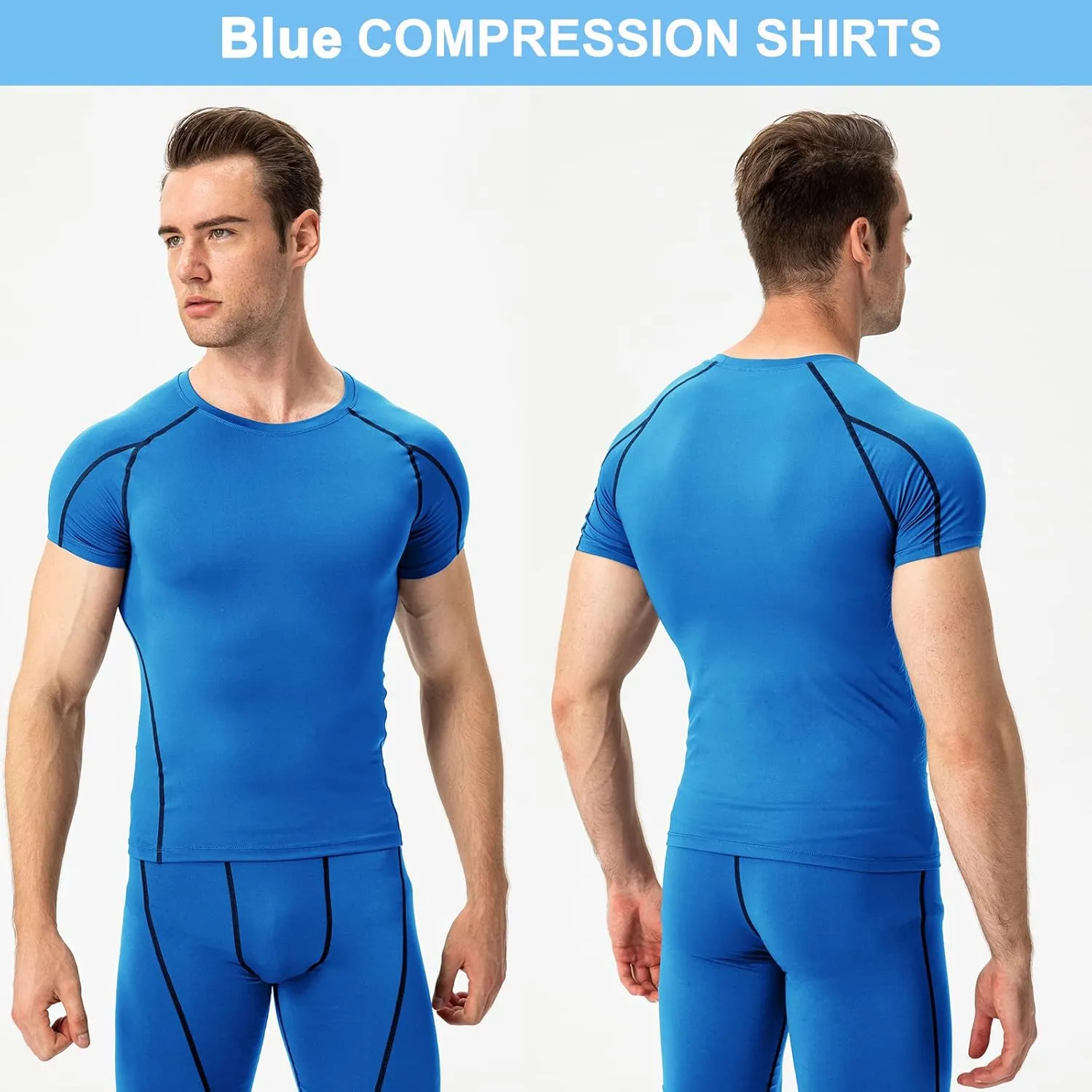 SPVISE Men's Compression Shirts Short Sleeve Workout Gym T-Shirt Running Tops Cool Dry Sports Base Layer Athletic Undershirts