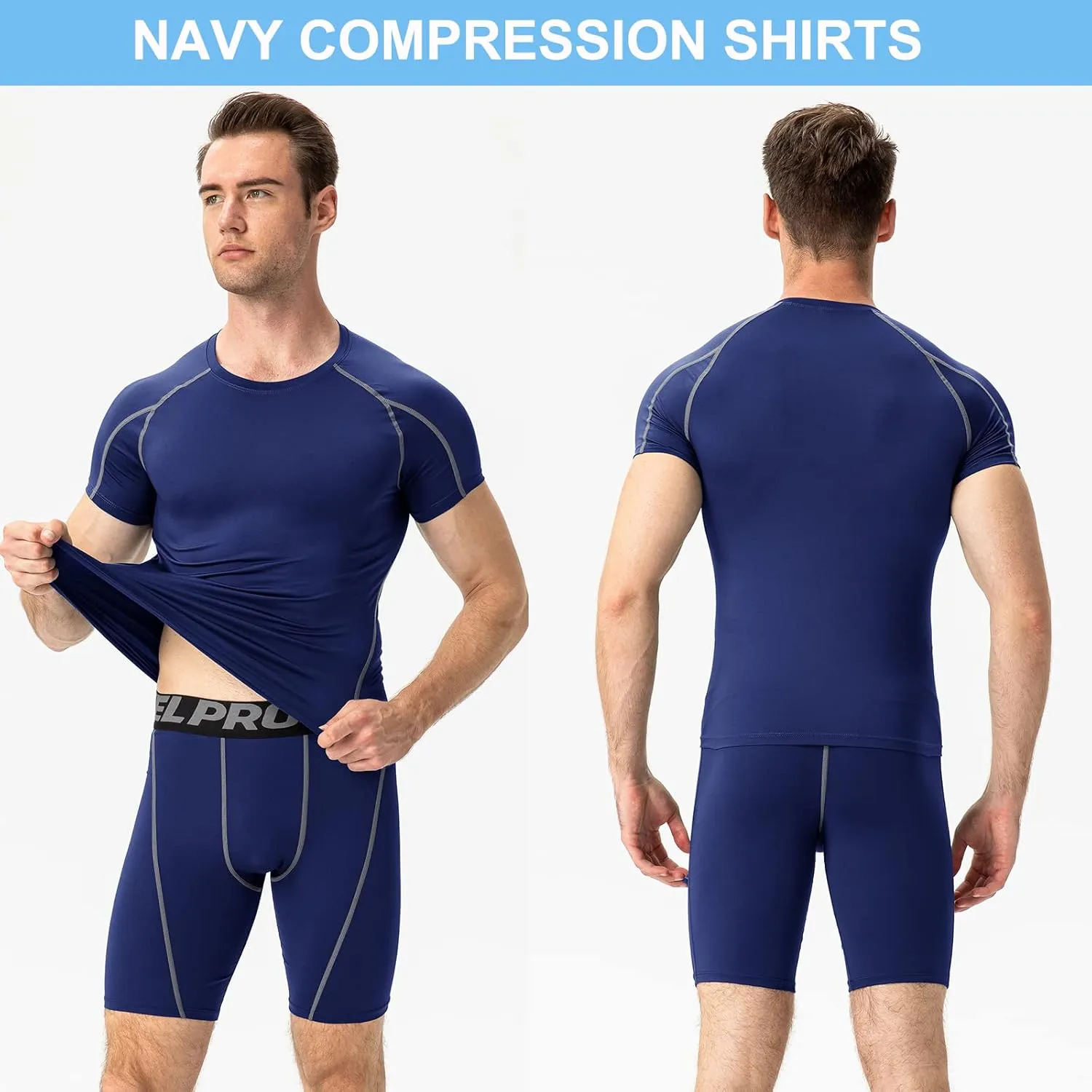 SPVISE Men's Compression Shirts Short Sleeve Workout Gym T-Shirt Running Tops Cool Dry Sports Base Layer Athletic Undershirts