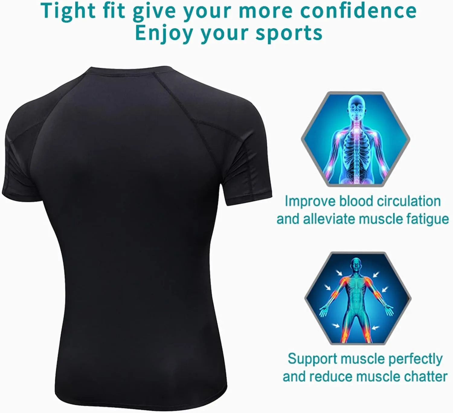 SPVISE Men's Compression Shirts Short Sleeve Workout Gym T-Shirt Running Tops Cool Dry Sports Base Layer Athletic Undershirts
