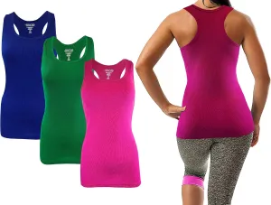 SUMONA Women 3/6/12 Pack Tank Tops Racerback Ribbed Rib A-Shirts Basic Sleeveless