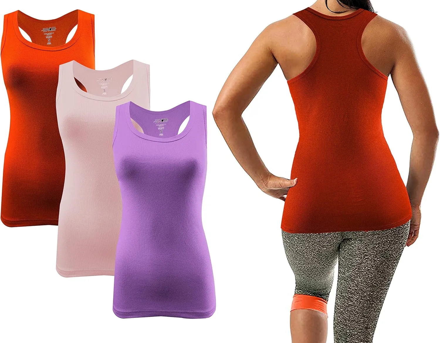 SUMONA Women 3/6/12 Pack Tank Tops Racerback Ribbed Rib A-Shirts Basic Sleeveless
