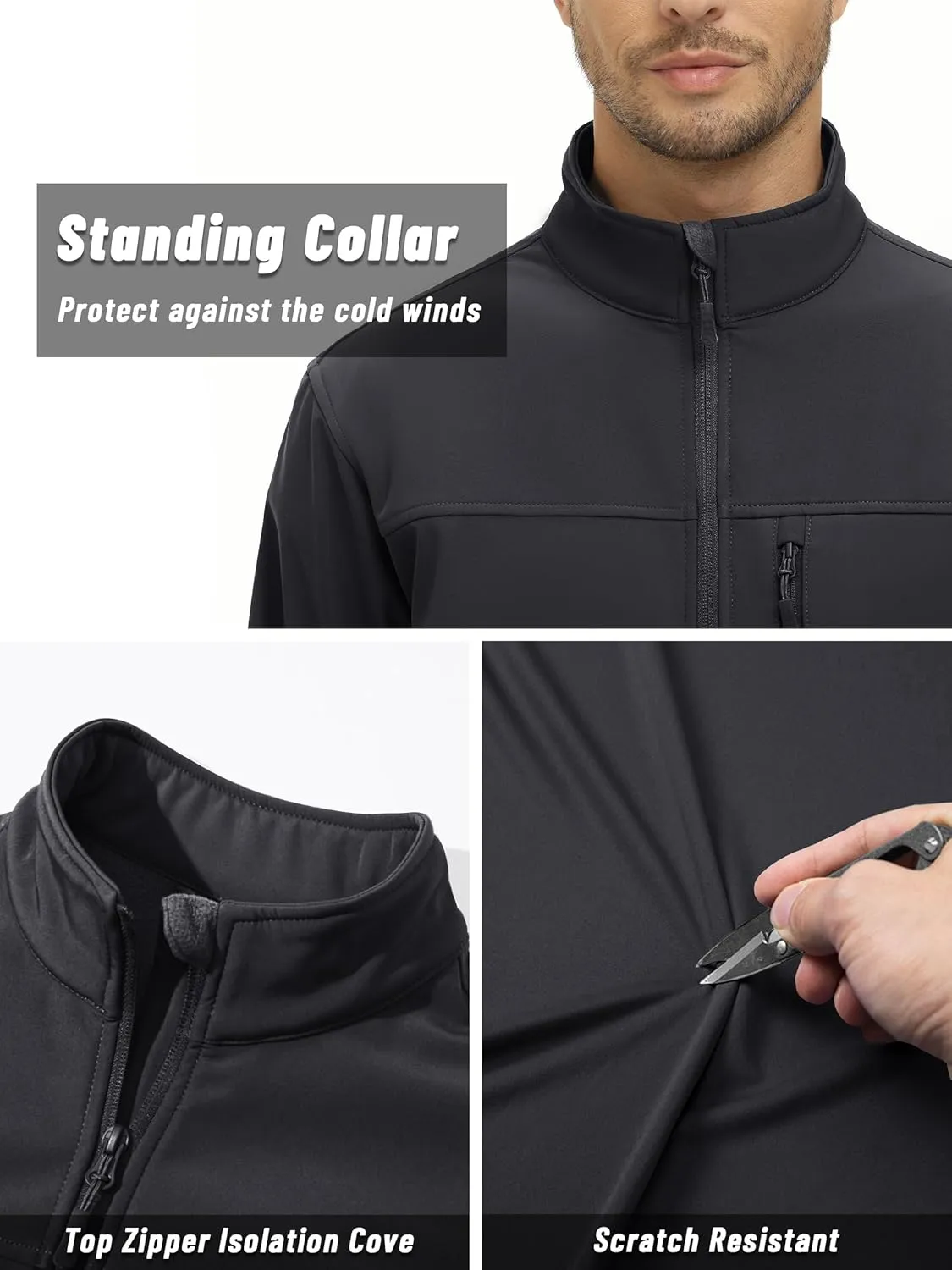 TACVASEN Men's Lightweight Softshell Jacket Fleece Lined Waterproof Tactical Soft Shell Rain Coats Windbreaker Outdoor