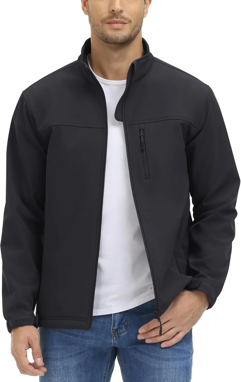 TACVASEN Men's Lightweight Softshell Jacket Fleece Lined Waterproof Tactical Soft Shell Rain Coats Windbreaker Outdoor