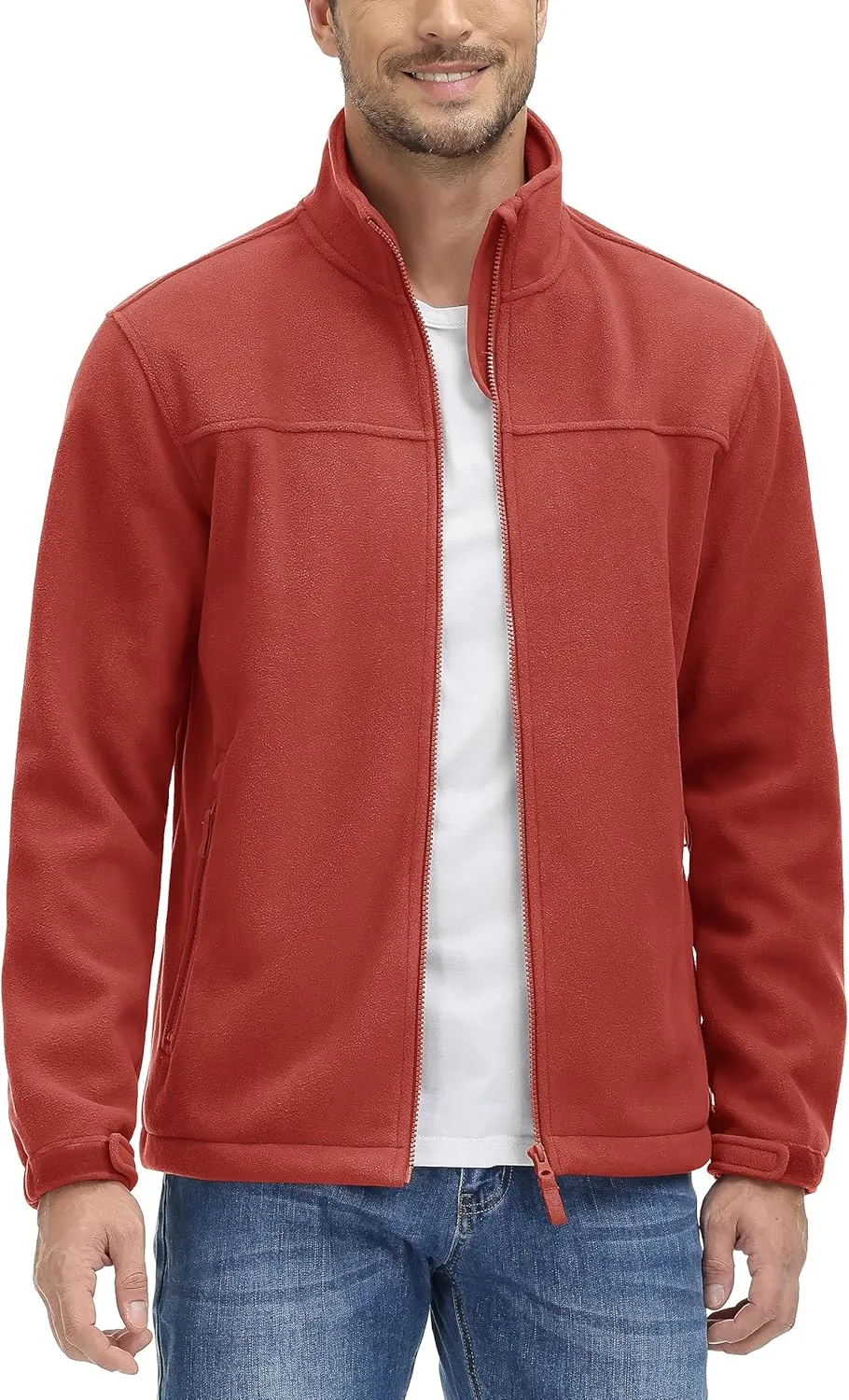 TACVASEN Men's Polar Fleece Jackets Lightweight Soft Winter Thermal Coats Outdoor Windproof Zip Up Jacket with Pockets