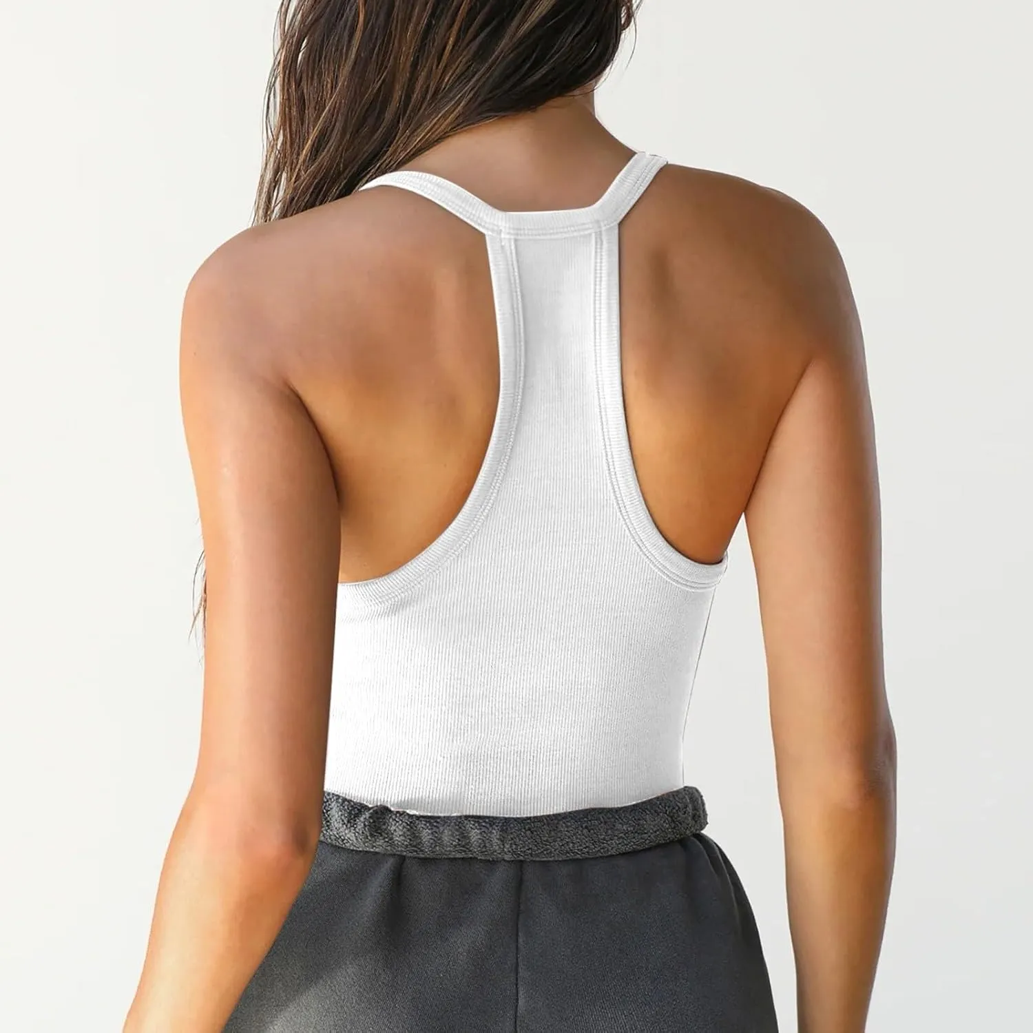 Tank Tops for Women Workout Tops for Women Racerback Basic Tank Summer 2024 Camisole V Neck Slim Fit Ribbed Sleeveless