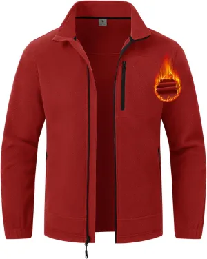 TBMPOY Men's Fleece Jackets Lightweight Full-Zip Fall Jacket Outdoor Hiking Warm Winter Coats with Pockets
