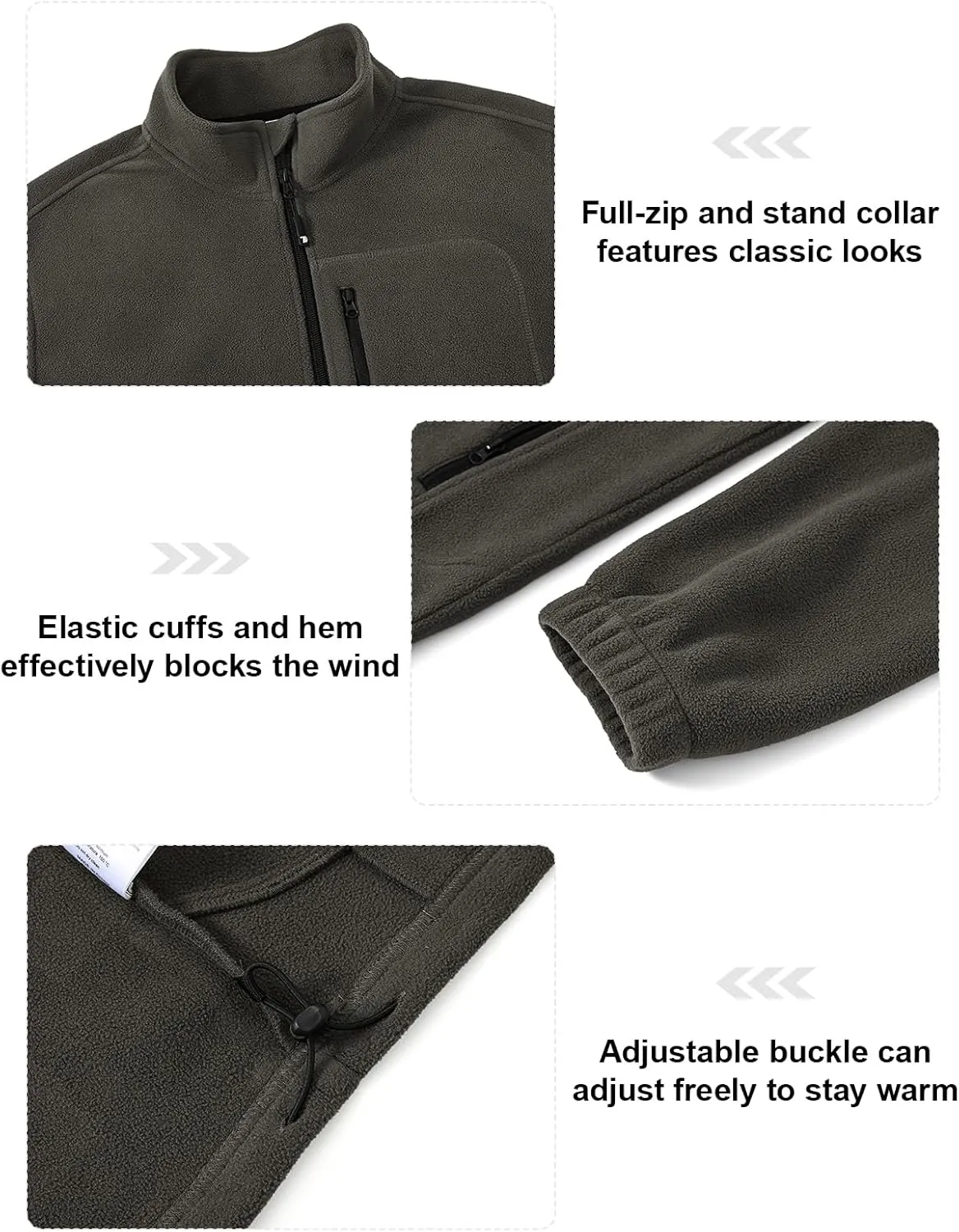 TBMPOY Men's Fleece Jackets Lightweight Full-Zip Fall Jacket Outdoor Hiking Warm Winter Coats with Pockets