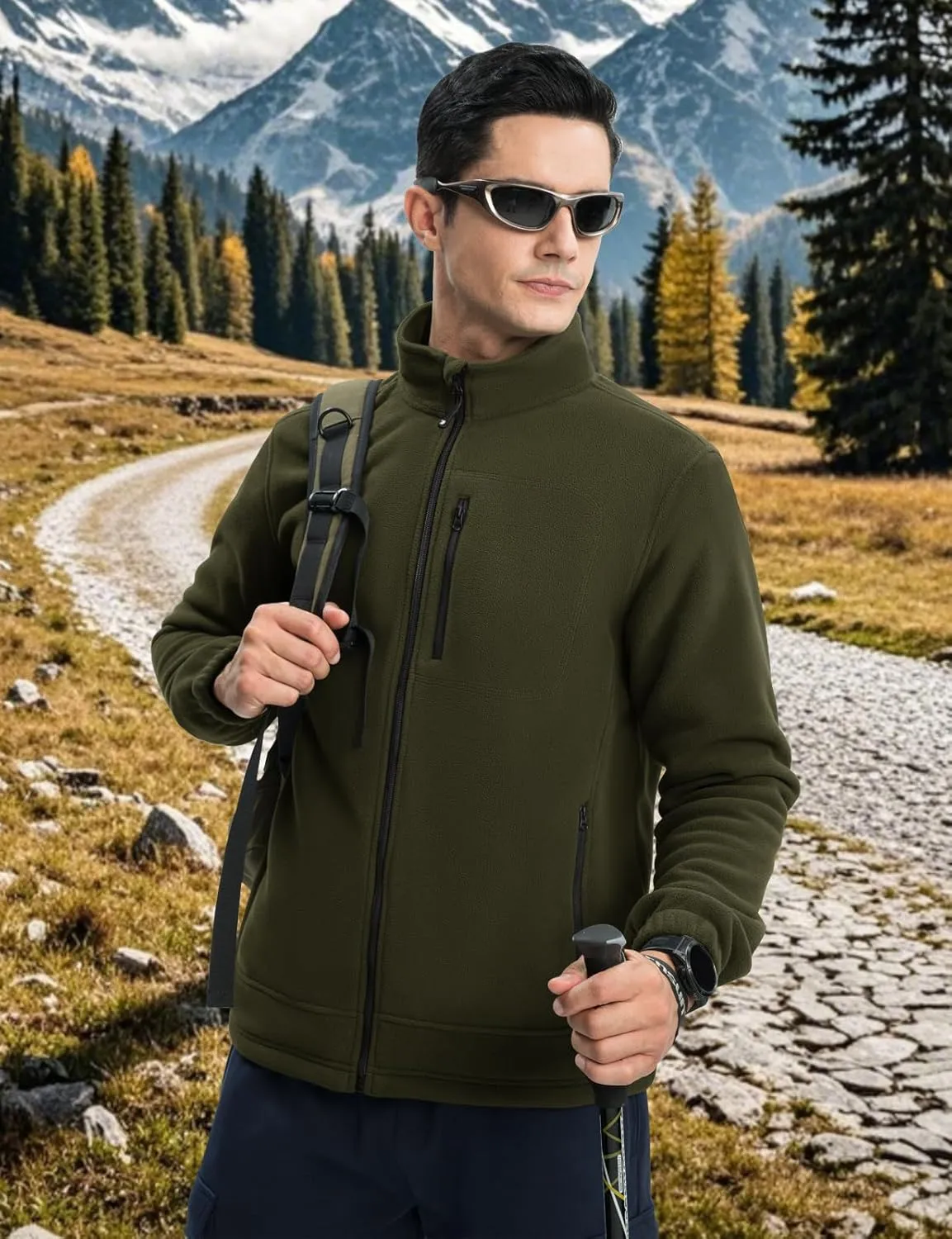 TBMPOY Men's Fleece Jackets Lightweight Full-Zip Fall Jacket Outdoor Hiking Warm Winter Coats with Pockets