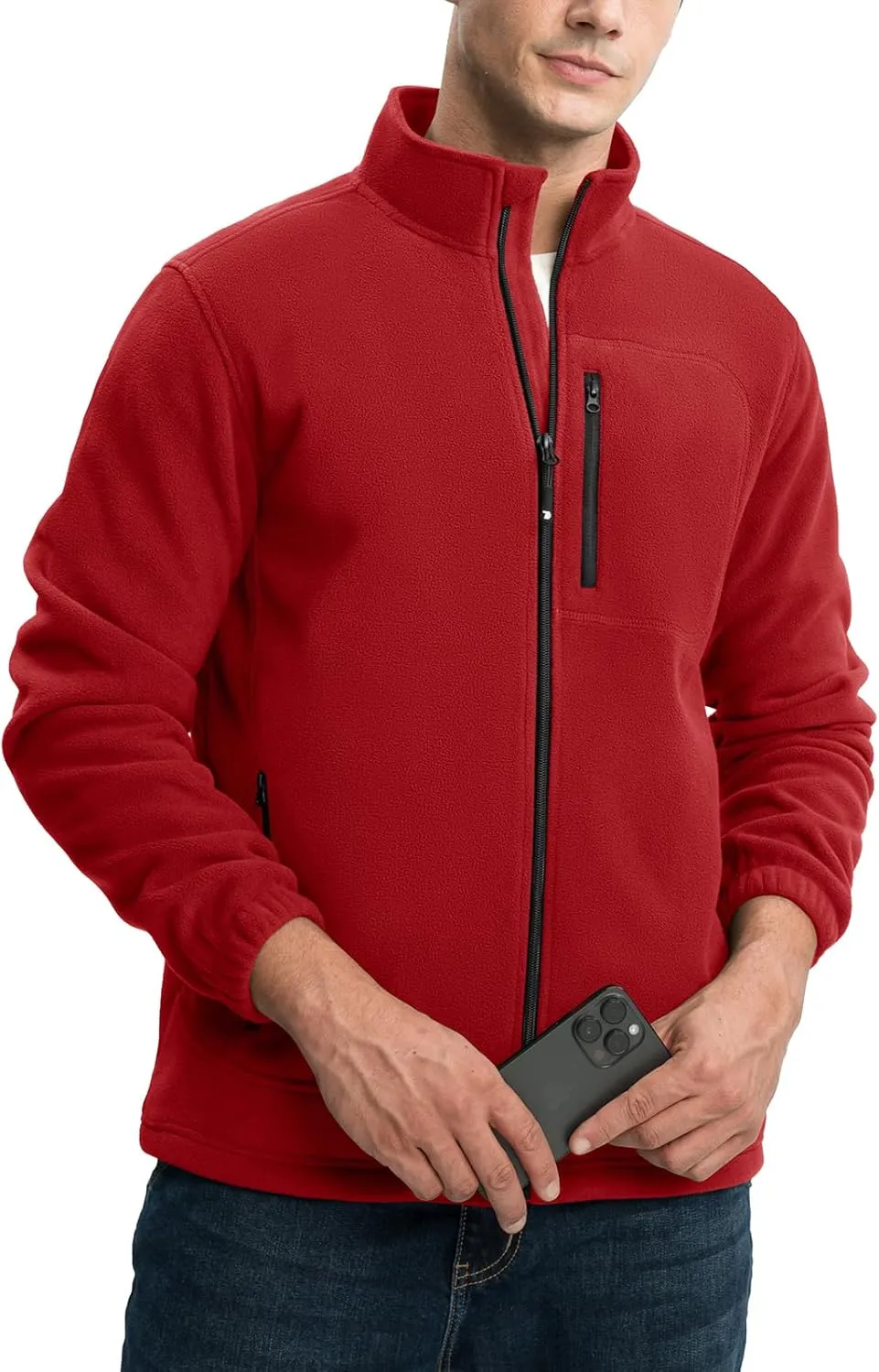 TBMPOY Men's Fleece Jackets Lightweight Full-Zip Fall Jacket Outdoor Hiking Warm Winter Coats with Pockets