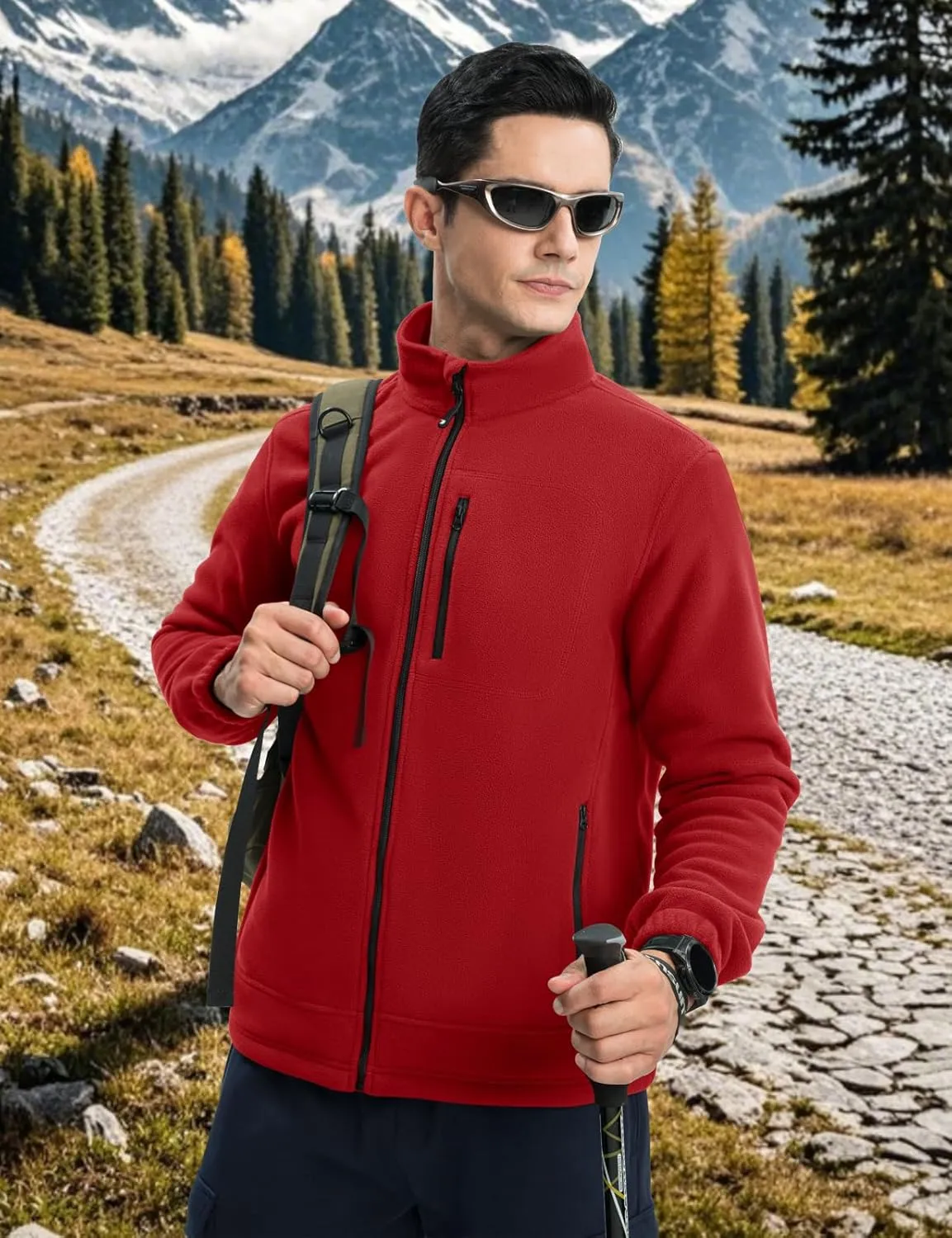 TBMPOY Men's Fleece Jackets Lightweight Full-Zip Fall Jacket Outdoor Hiking Warm Winter Coats with Pockets