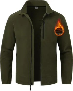 TBMPOY Men's Fleece Jackets Lightweight Full-Zip Fall Jacket Outdoor Hiking Warm Winter Coats with Pockets
