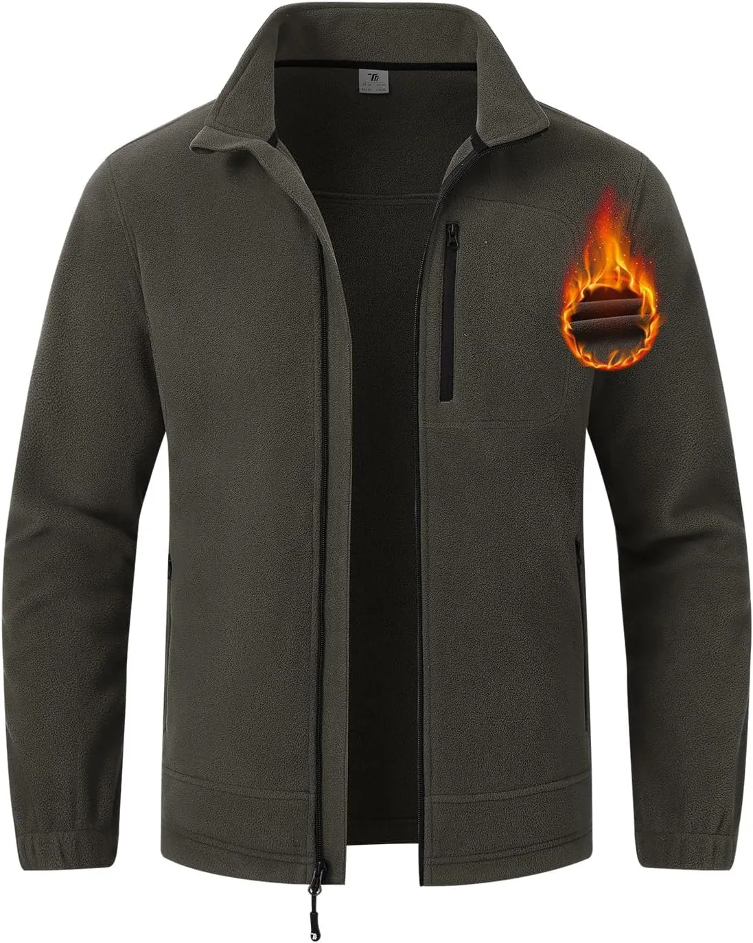 TBMPOY Men's Fleece Jackets Lightweight Full-Zip Fall Jacket Outdoor Hiking Warm Winter Coats with Pockets