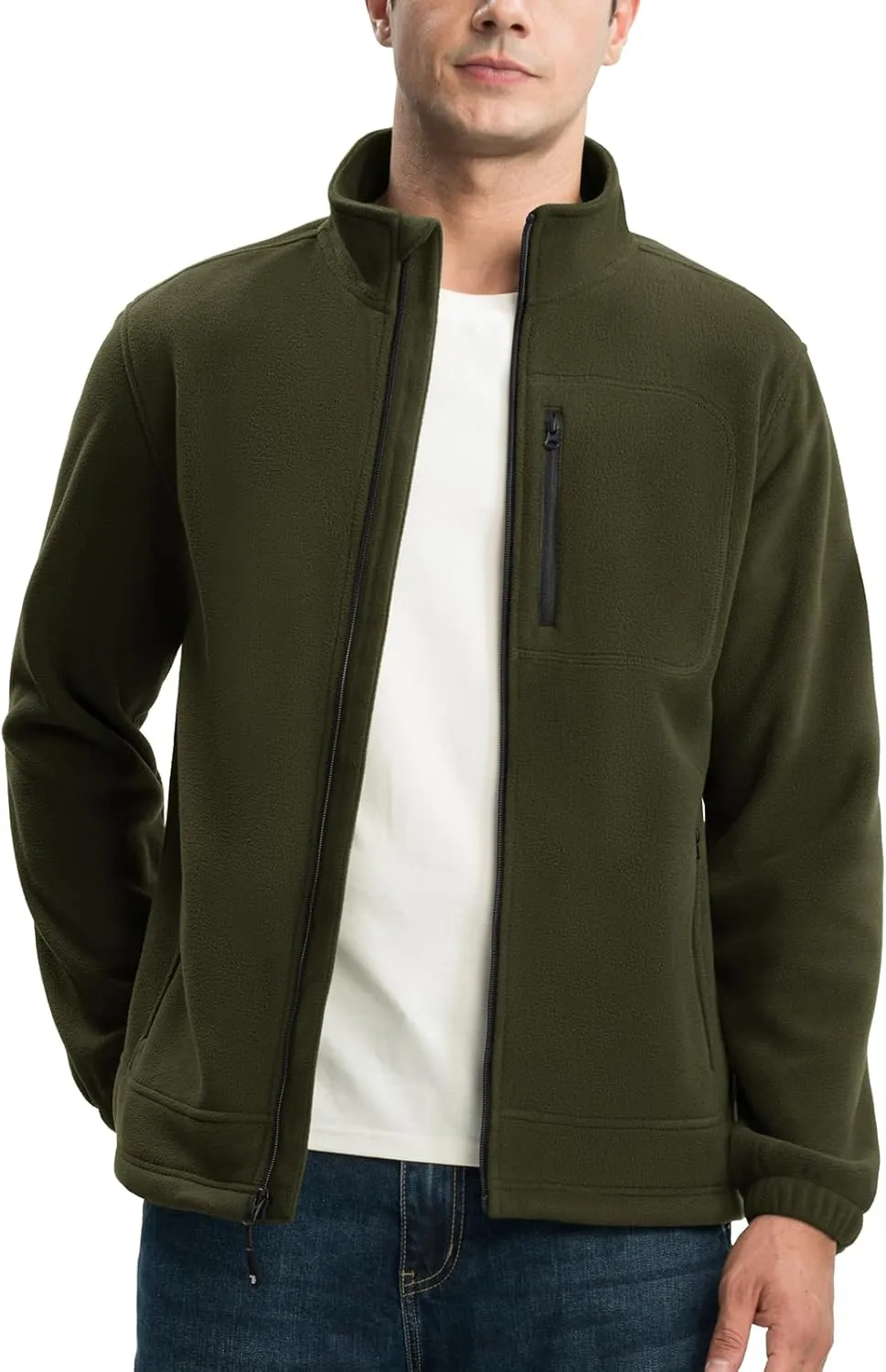 TBMPOY Men's Fleece Jackets Lightweight Full-Zip Fall Jacket Outdoor Hiking Warm Winter Coats with Pockets