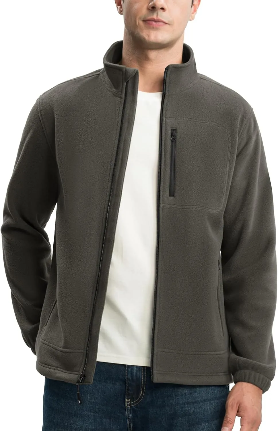 TBMPOY Men's Fleece Jackets Lightweight Full-Zip Fall Jacket Outdoor Hiking Warm Winter Coats with Pockets
