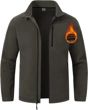 TBMPOY Men's Fleece Jackets Lightweight Full-Zip Fall Jacket Outdoor Hiking Warm Winter Coats with Pockets