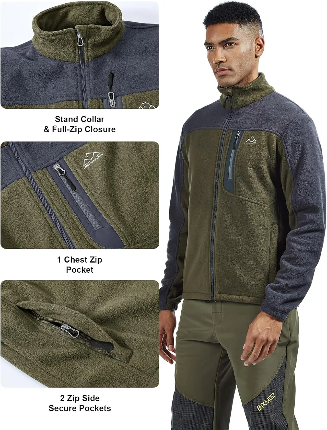 TBMPOY Men's Fleece Jackets Lightweight Full-Zip Fall Jacket Warm Winter Coats Outdoor Hiking with Pockets