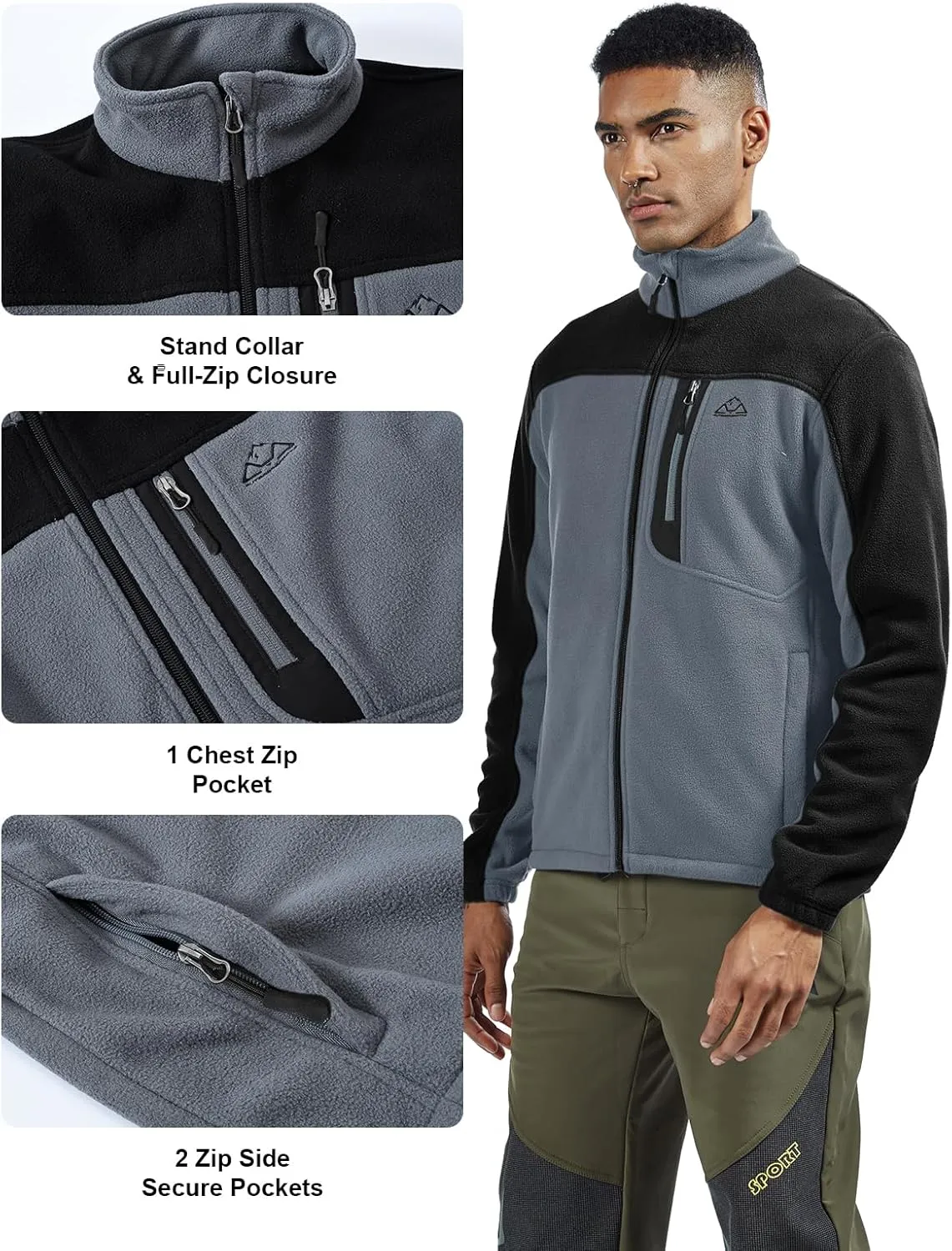 TBMPOY Men's Fleece Jackets Lightweight Full-Zip Fall Jacket Warm Winter Coats Outdoor Hiking with Pockets