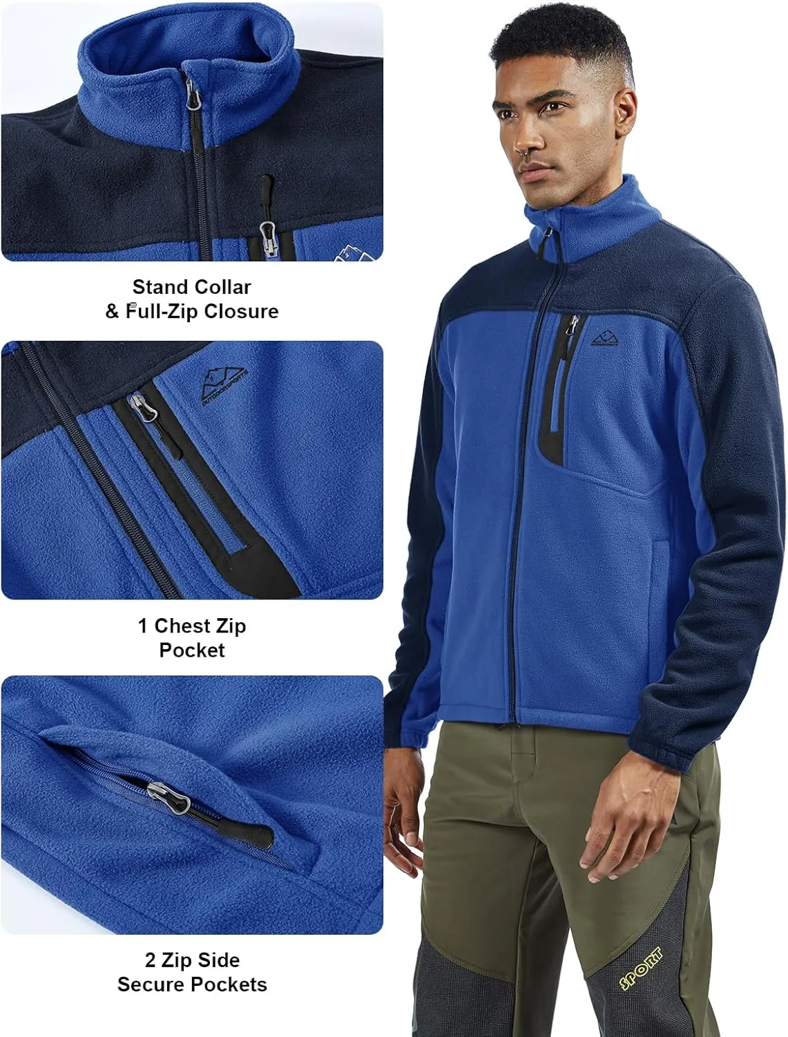 TBMPOY Men's Fleece Jackets Lightweight Full-Zip Fall Jacket Warm Winter Coats Outdoor Hiking with Pockets