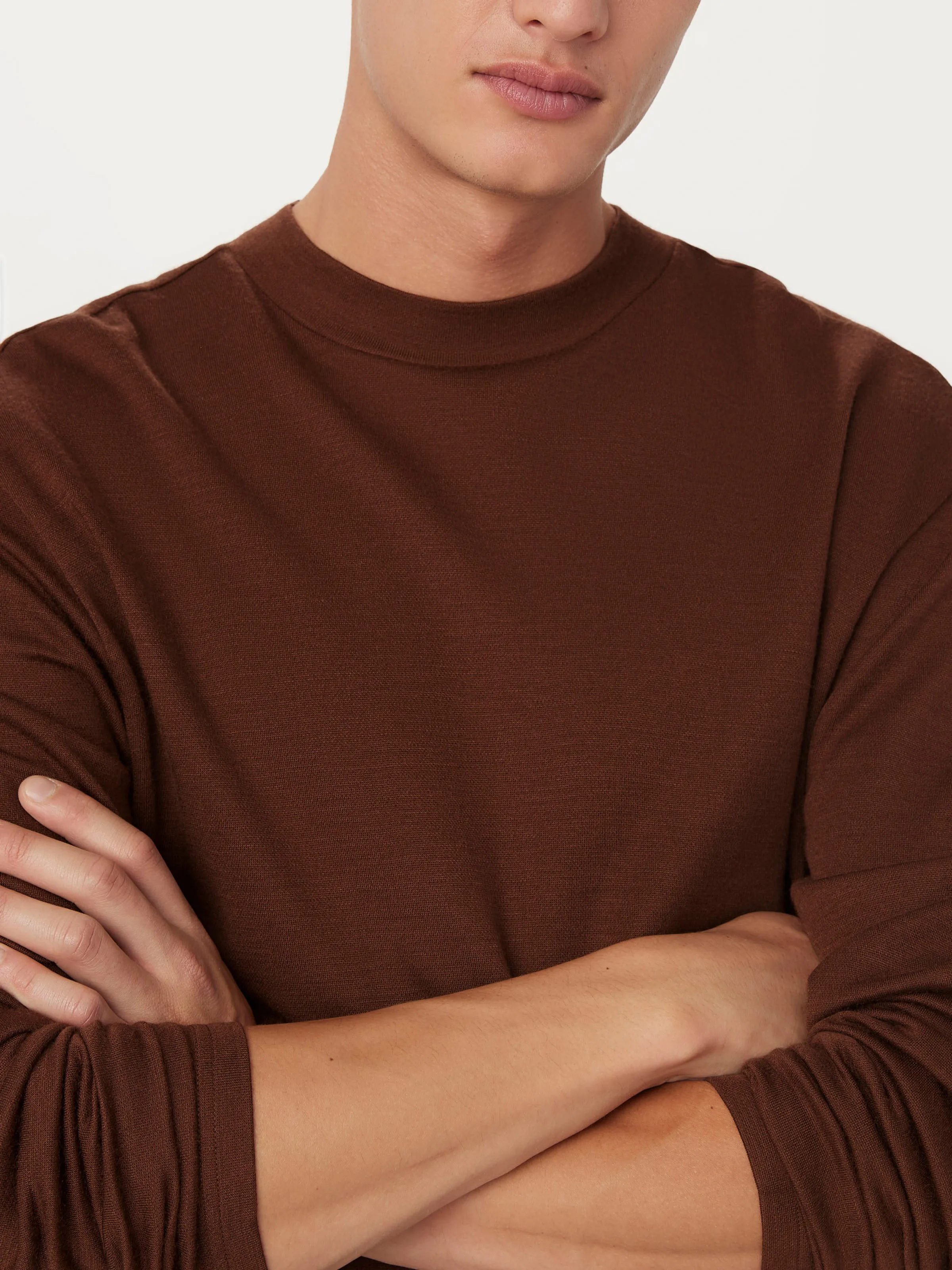 The Merino Wool Mock Neck  in Cappuccino