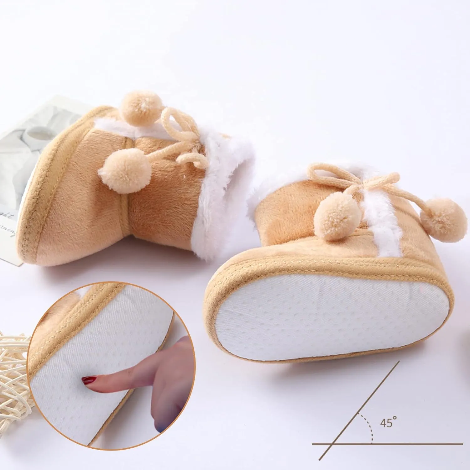 Toddler Side Front Booties Kids Girls Boys Snow Short Boots Baby Infant Newborn Fuzzy Lined Slip On Flat Shoes