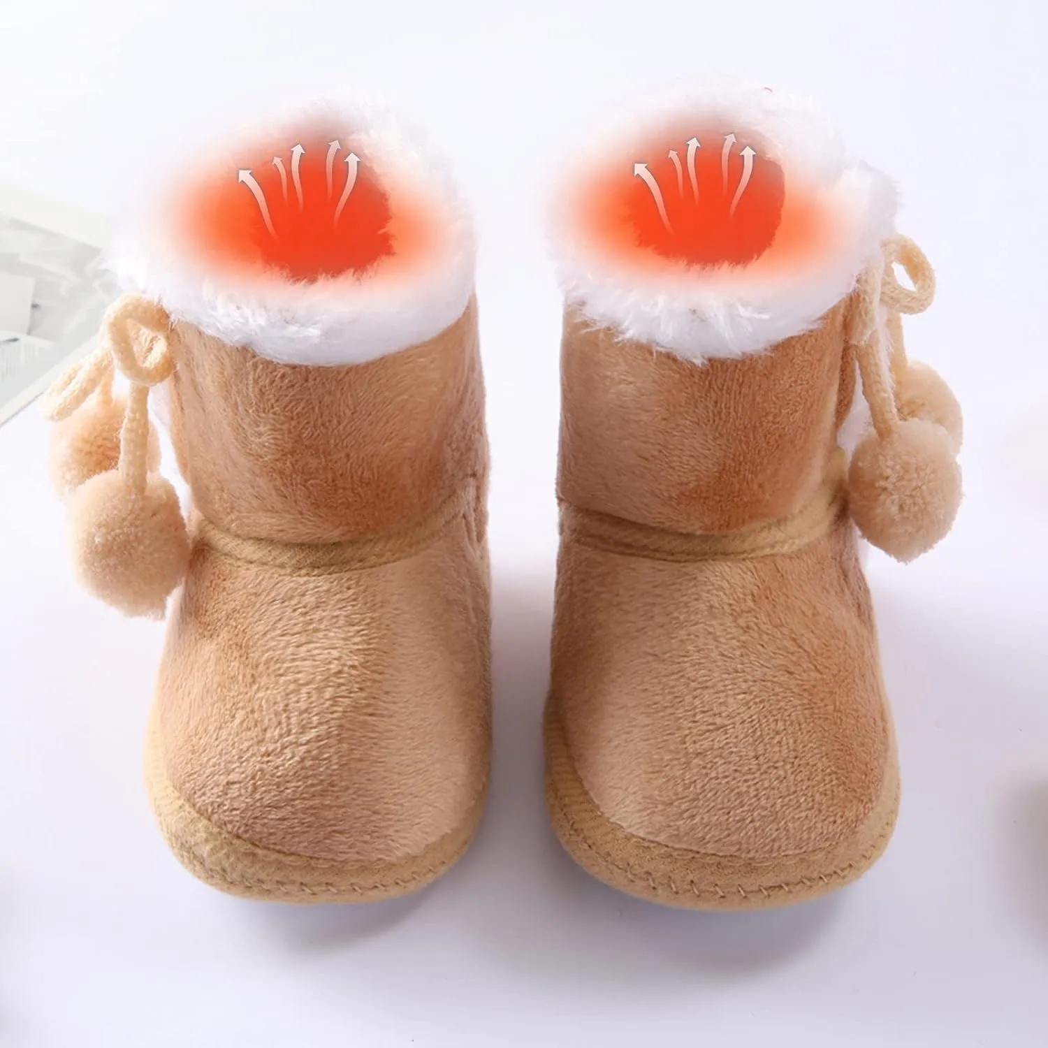 Toddler Side Front Booties Kids Girls Boys Snow Short Boots Baby Infant Newborn Fuzzy Lined Slip On Flat Shoes