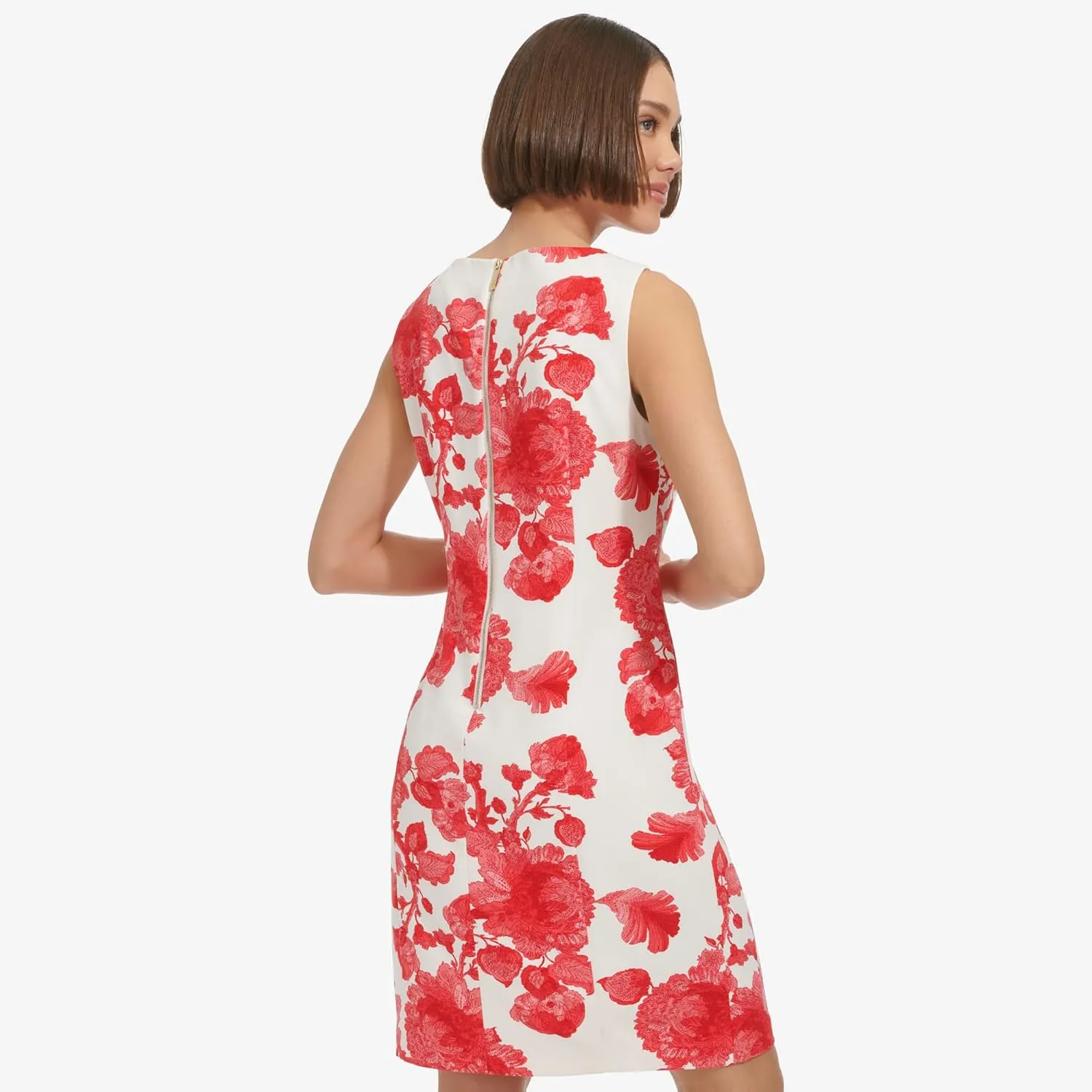 Tommy Hilfiger Women's Sleeveless Boat Neck Fold Detail Sheath Mini Dress