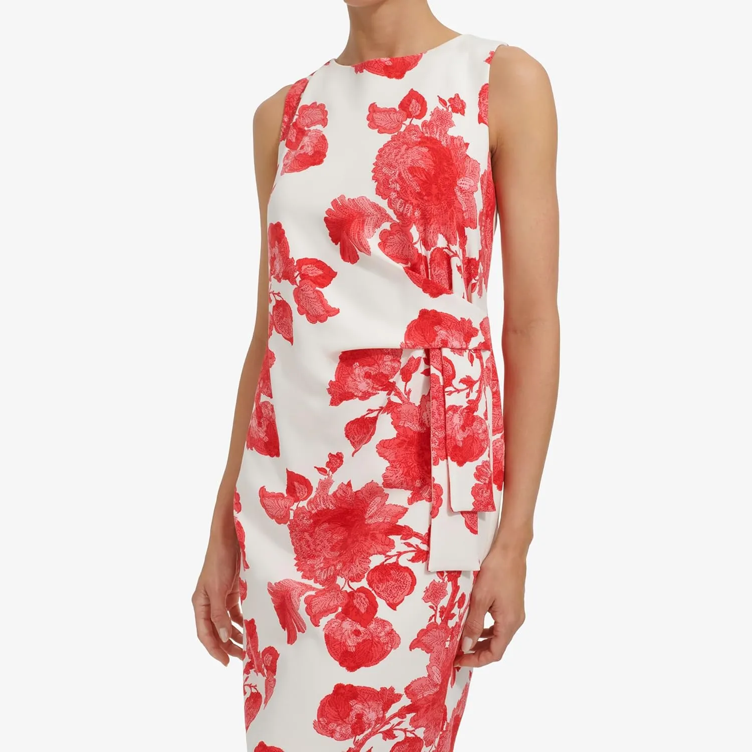 Tommy Hilfiger Women's Sleeveless Boat Neck Fold Detail Sheath Mini Dress