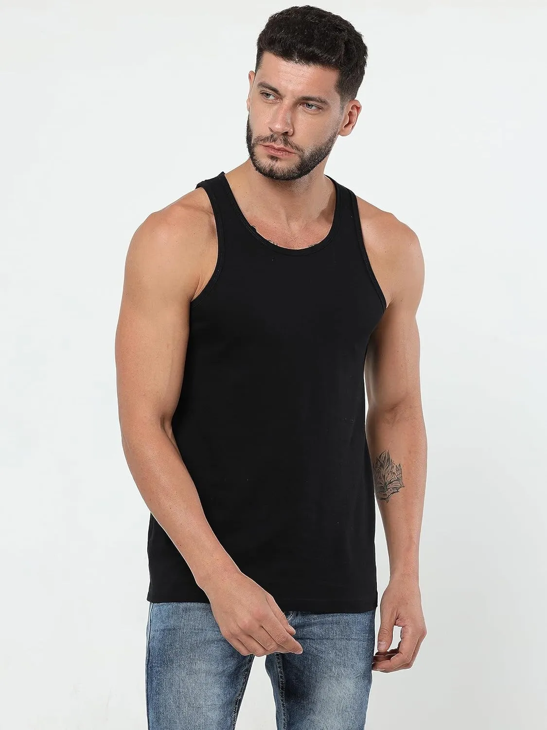 TREDECIM Men Organic Cotton Crew Neck Tank Tops Casual Classic Sleeveless Undershirts Pack of 3