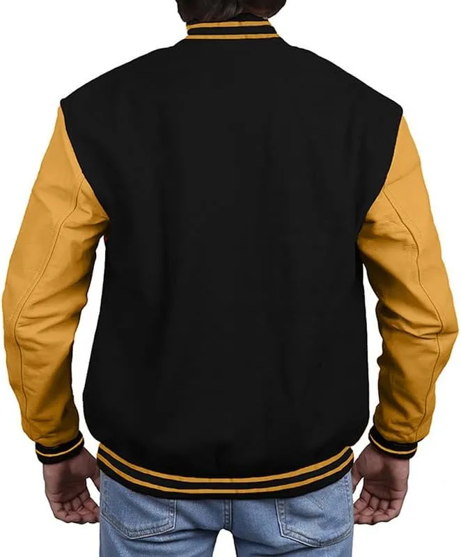 Varsity Jacket - Letterman Jacket - Lightweight Baseball Jackets In (33 Colors) Real Leather Sleeves