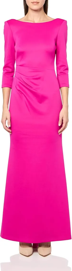 Vince Camuto Women's 3/4 Sleeve Boat Neck Ruched Gown