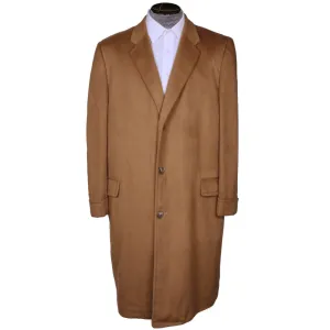 Vintage 1960s Pure Cashmere Mens Overcoat Holt Renfrew Caramel Color Coat - Large