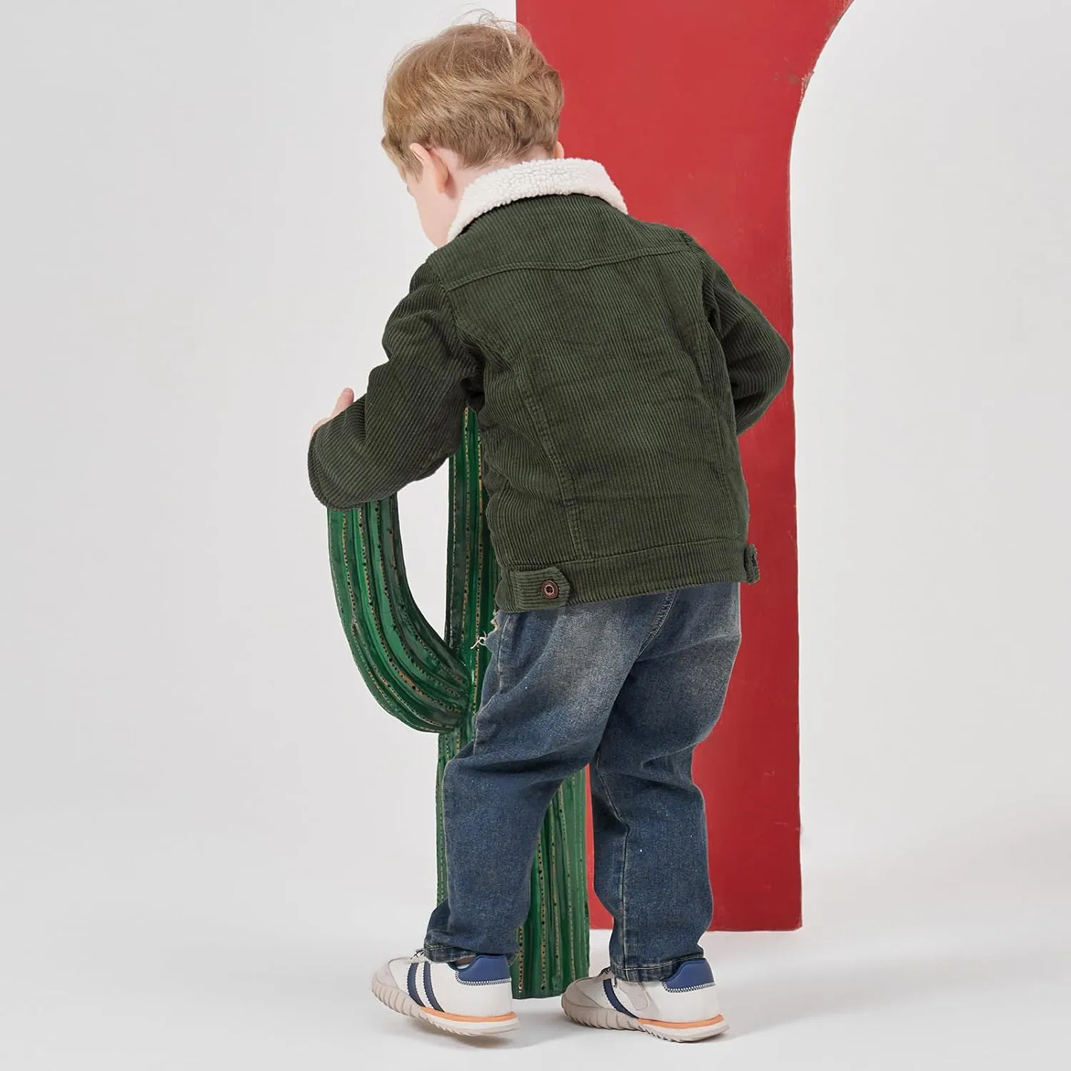 Volunboy Baby Boy Corduroy Jacket Toddler Fleece Winter Coat Kid Sherpa Lined Button Down Warm Outwear