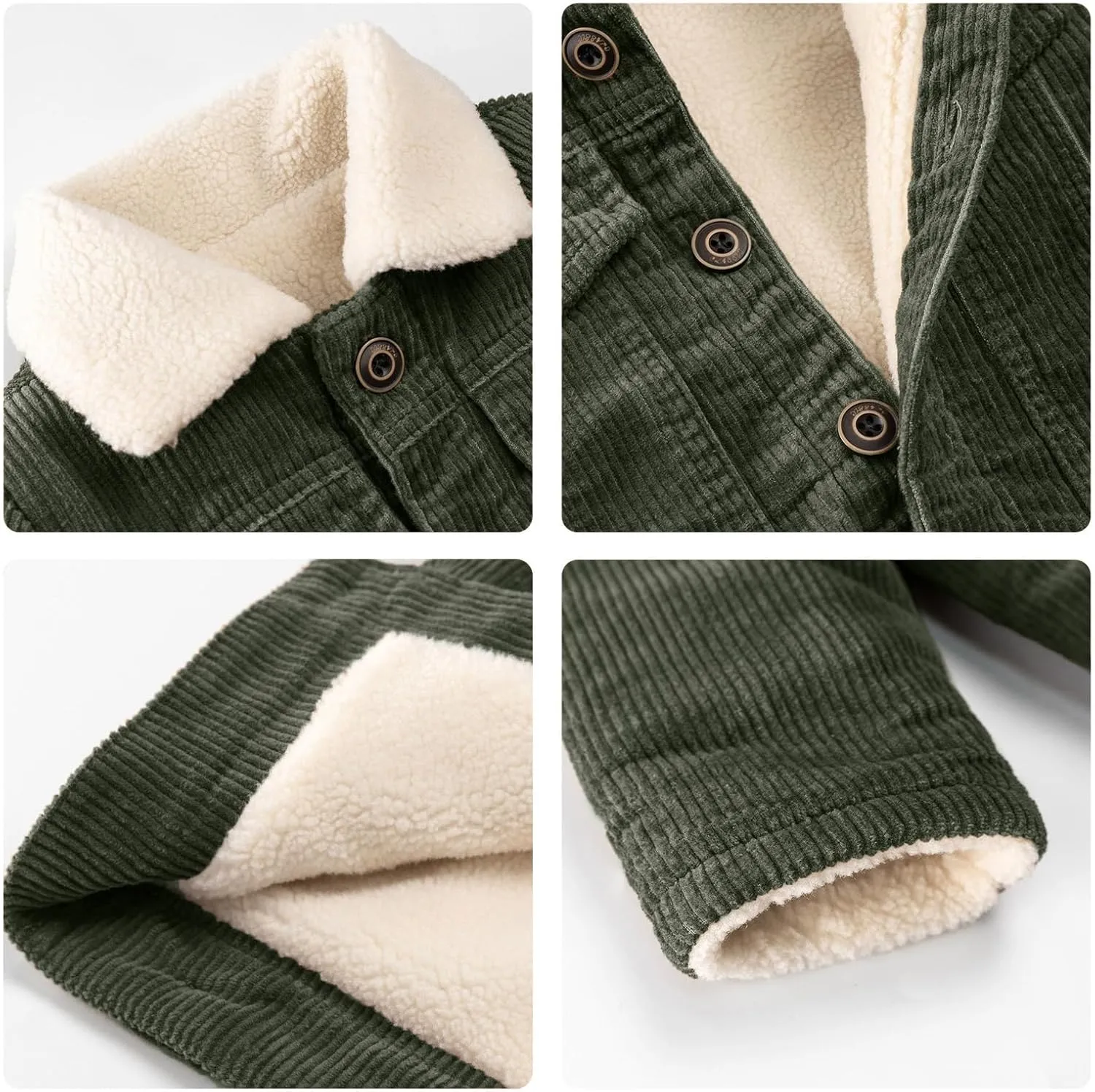 Volunboy Baby Boy Corduroy Jacket Toddler Fleece Winter Coat Kid Sherpa Lined Button Down Warm Outwear